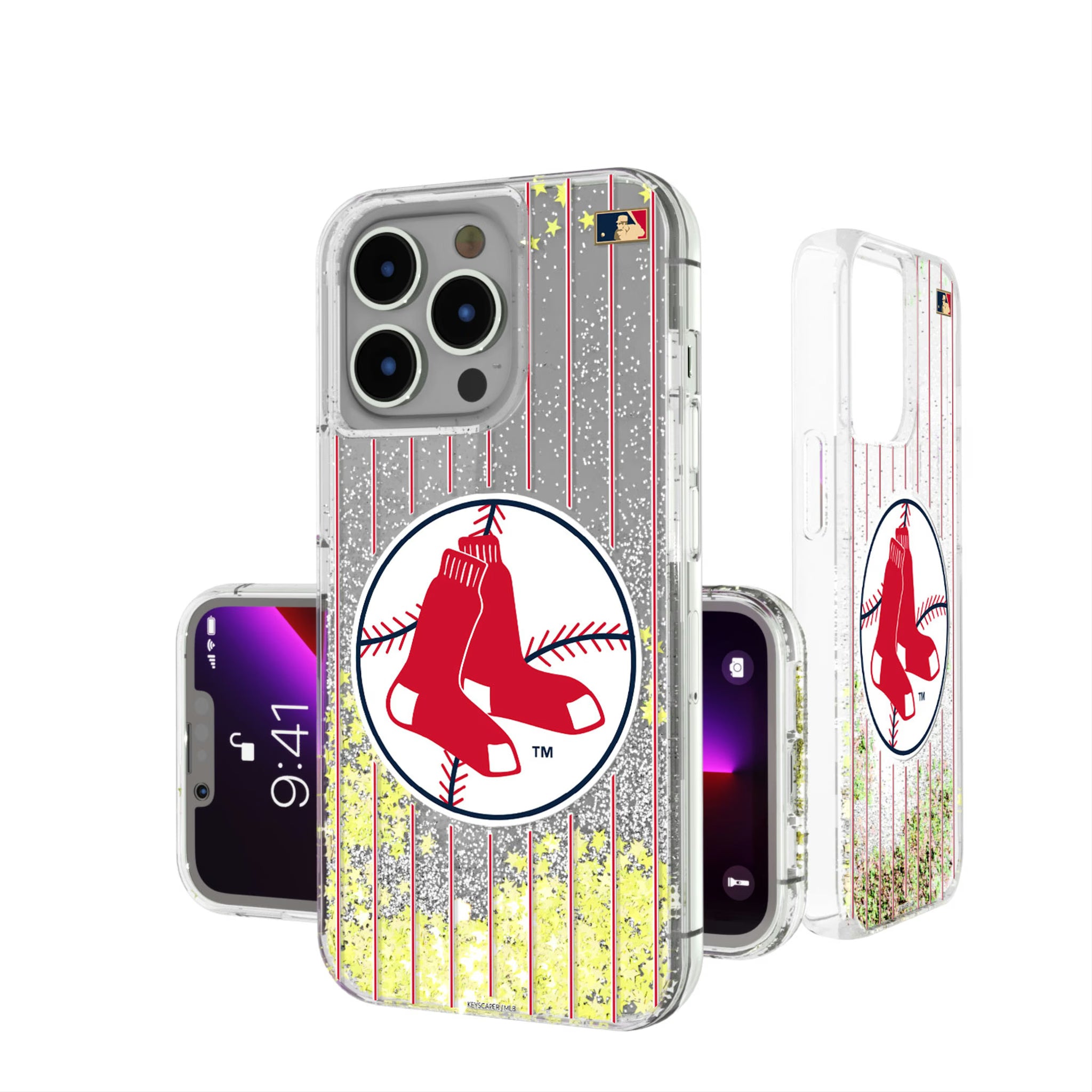 Boston Red Sox 1970-1975 - Cooperstown Collection Pinstripe iPhone Glitter Phone Case for Apple iPhone