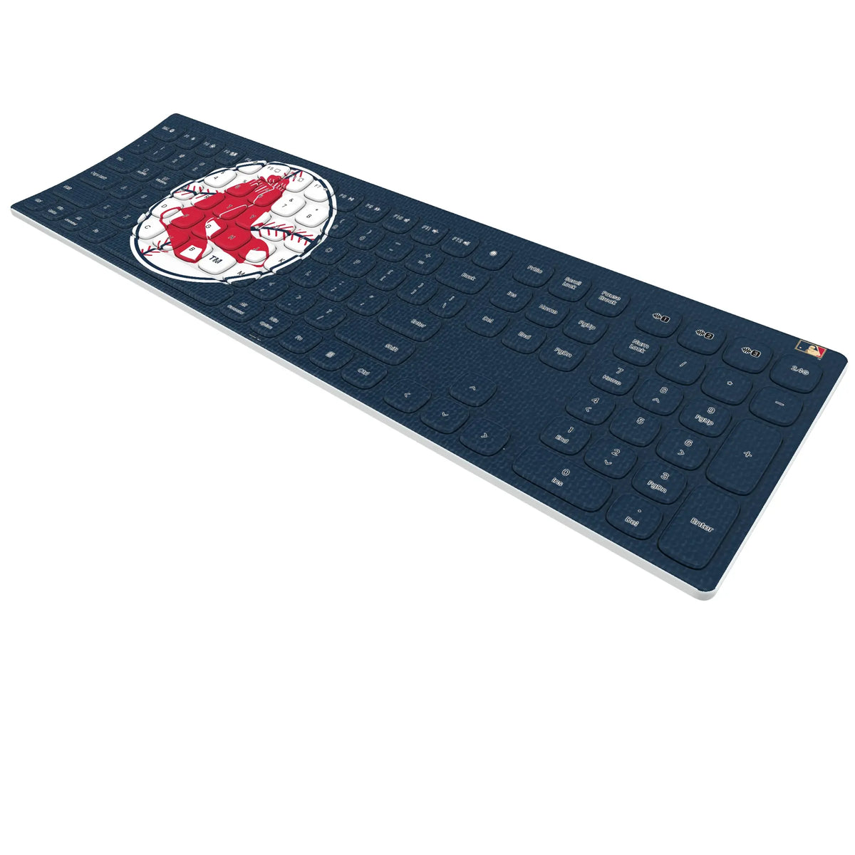 Boston Red Sox 1970-1975 - Cooperstown Collection Solid KKB605 Curved Wireless Keyboard - Isometric View