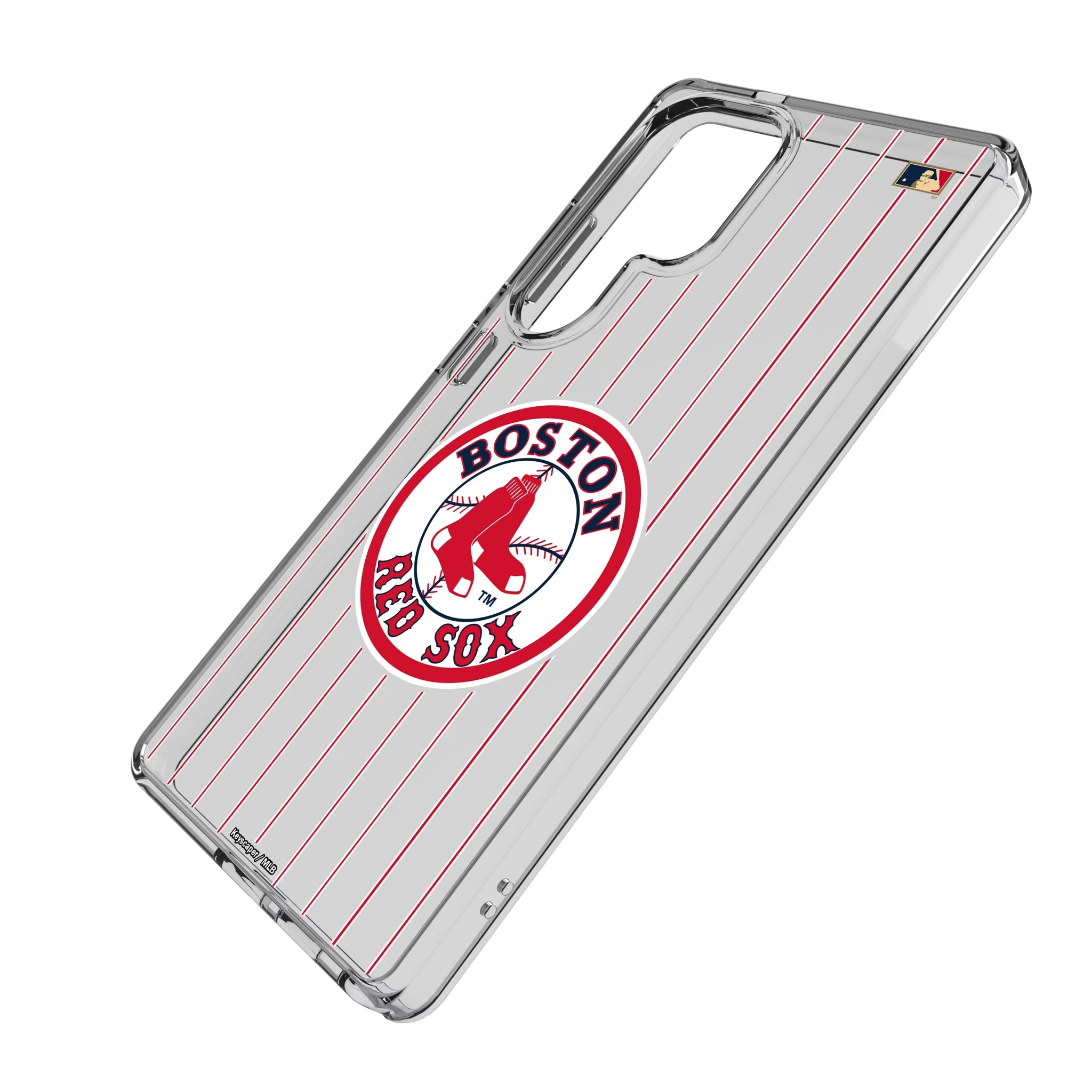 Boston Red Sox 1976-2008 - Cooperstown Collection Pinstripe Galaxy Clear Phone Case for Samsung Galaxy - Isometric View