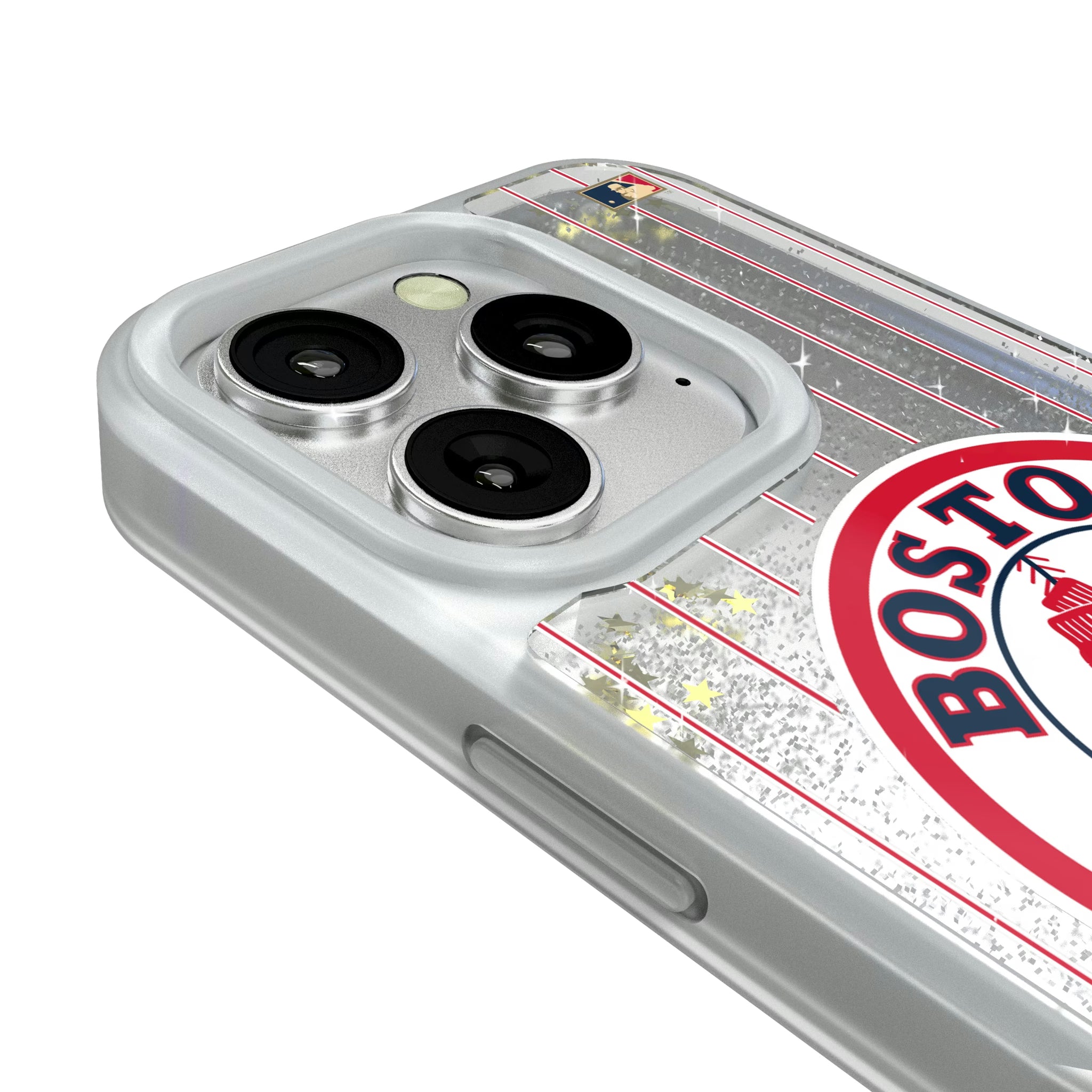 Boston Red Sox 1976-2008 - Cooperstown Collection Pinstripe iPhone Glitter Phone Case for Apple iPhone - Detail#Device_iPhone 16 Pro