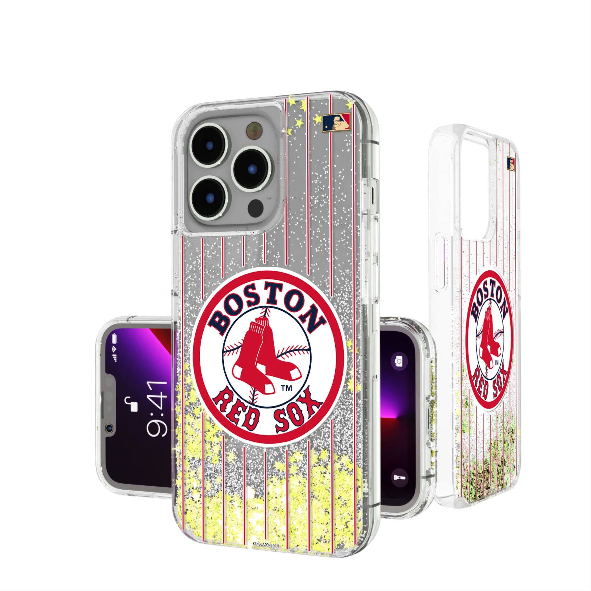Boston Red Sox 1976-2008 - Cooperstown Collection Pinstripe iPhone Glitter Phone Case for Apple iPhone