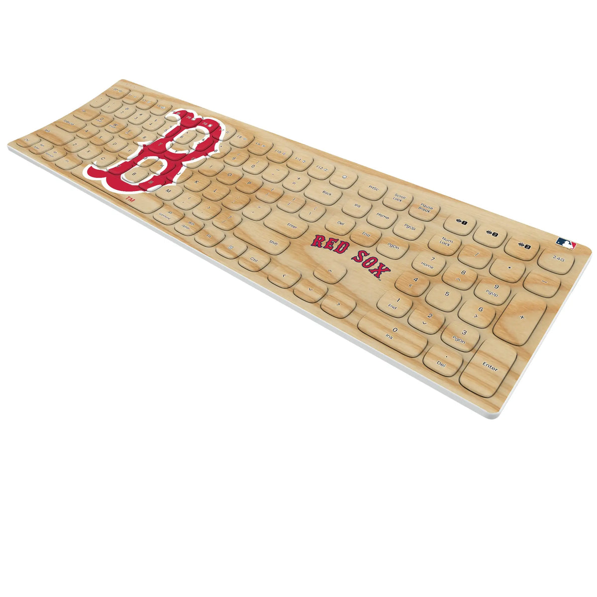 Boston Red Sox Baseball Bat KKB605 Curved Wireless Keyboard - Isometric View
