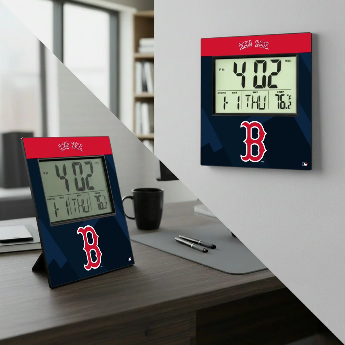 Boston Red Sox Color Block Wall Clock - Lifestyle