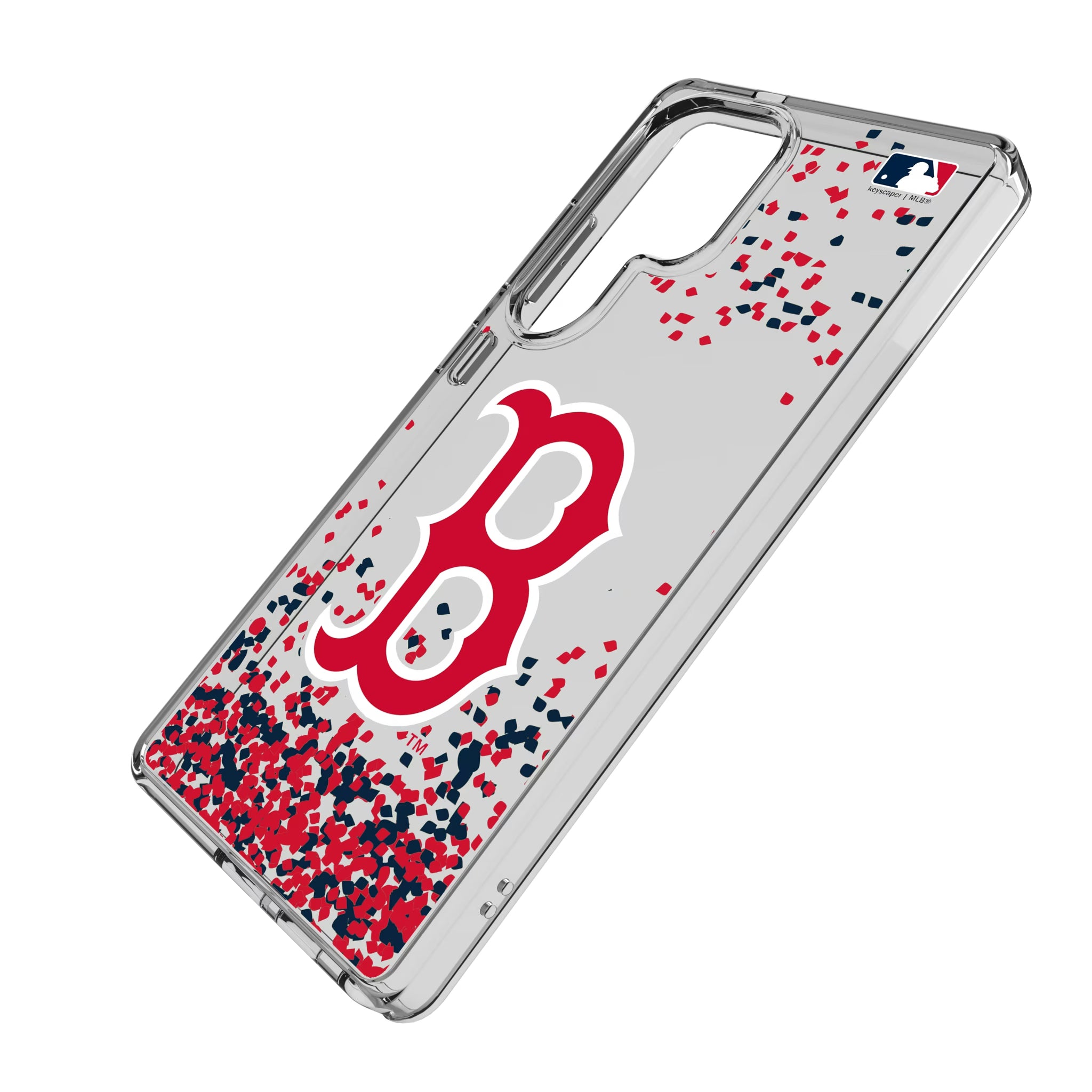 Boston Red Sox Confetti Galaxy Clear Phone Case for Samsung Galaxy - Isometric View
