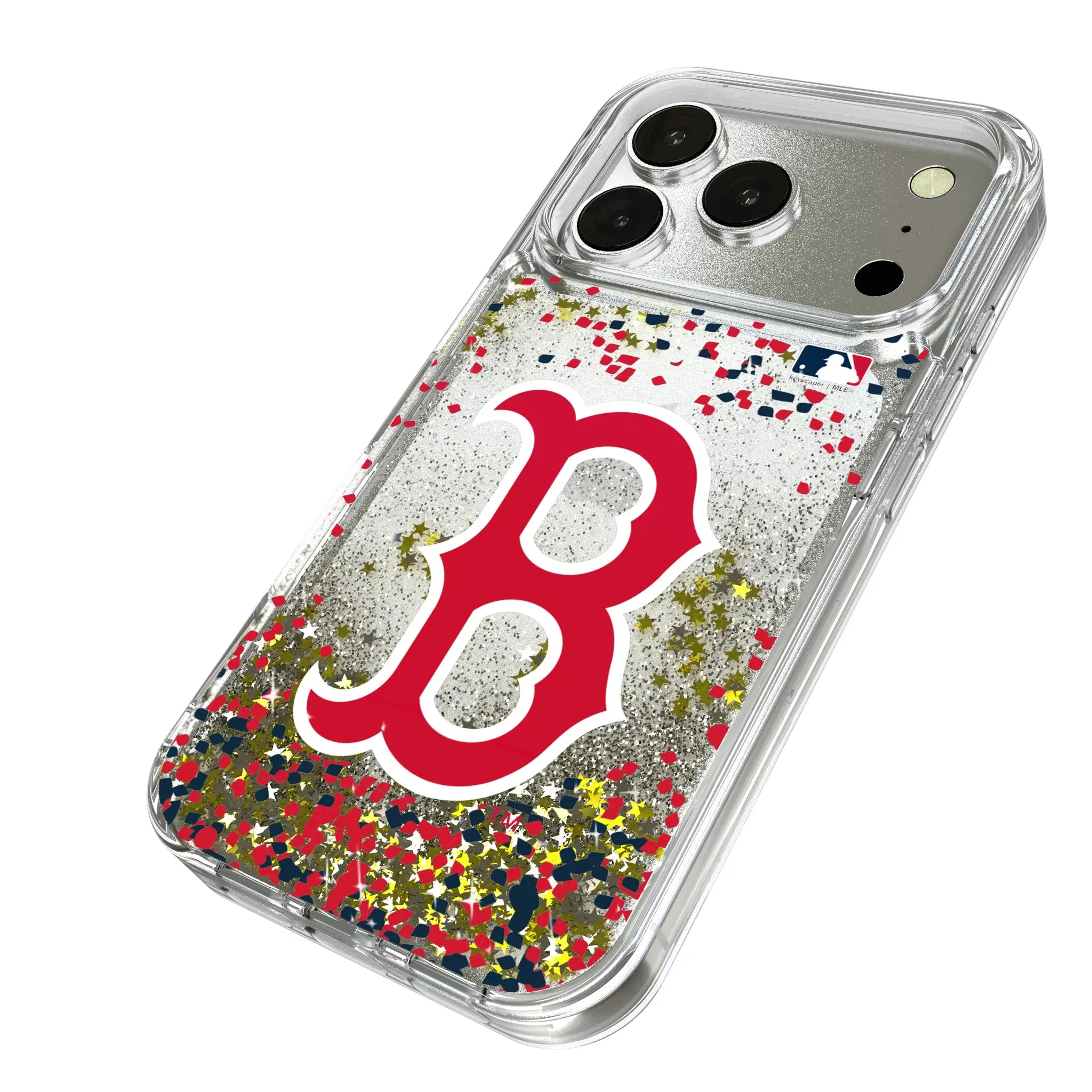 Boston Red Sox Confetti iPhone Glitter Phone Case for Apple iPhone - Isometric View