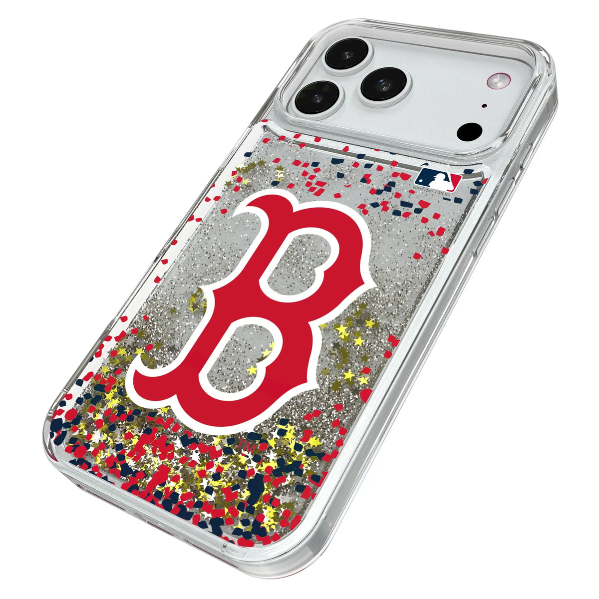 Boston Red Sox Confetti iPhone Glitter Phone Case for Apple iPhone - Isometric View#Device_iPhone 18 Pro Max