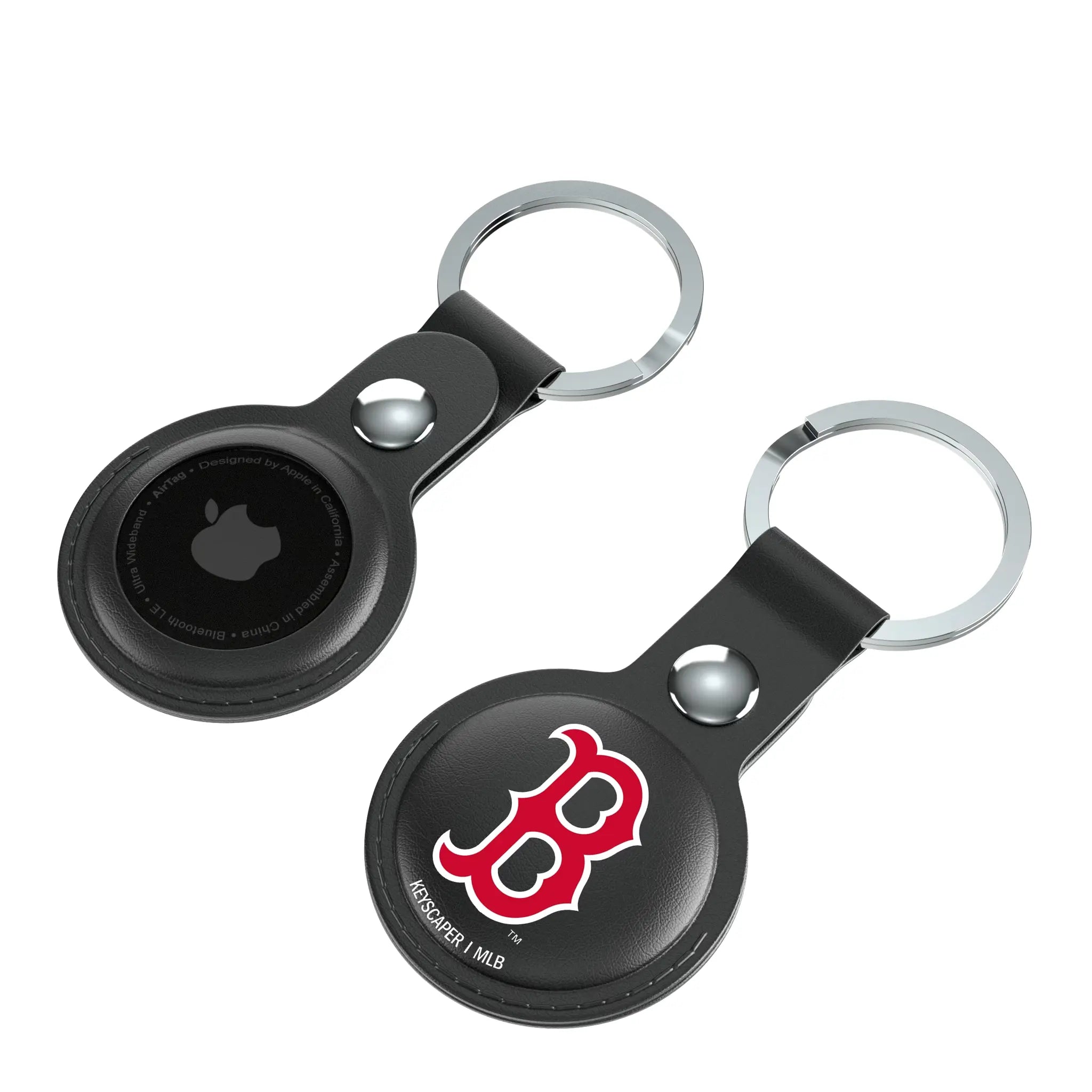 Boston Red Sox Insignia AirTag Black Airtag Holder 2-Pack - Isometric View