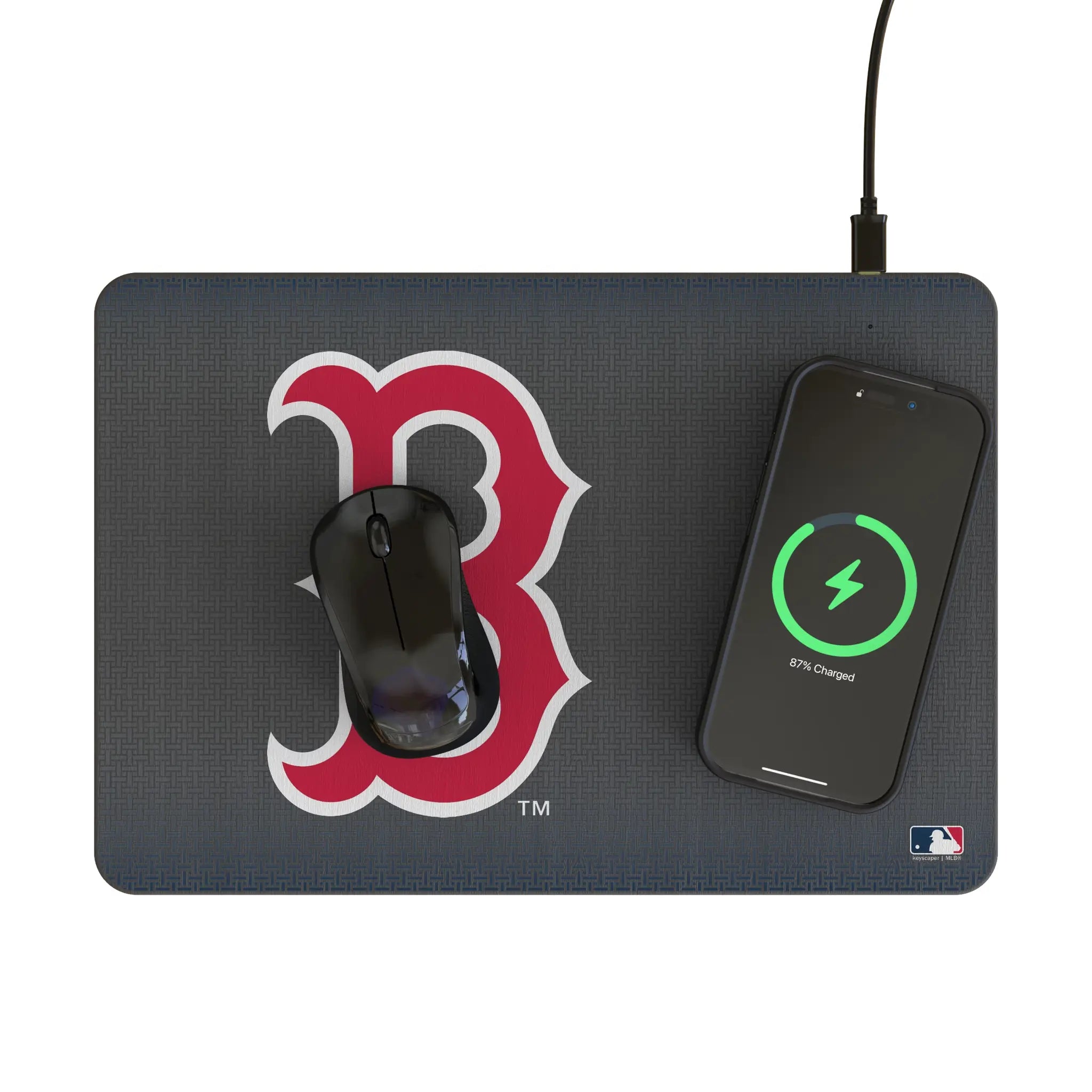 Boston Red Sox Linen 15-Watt Wireless Charger and Mouse Pad - Lifestyle