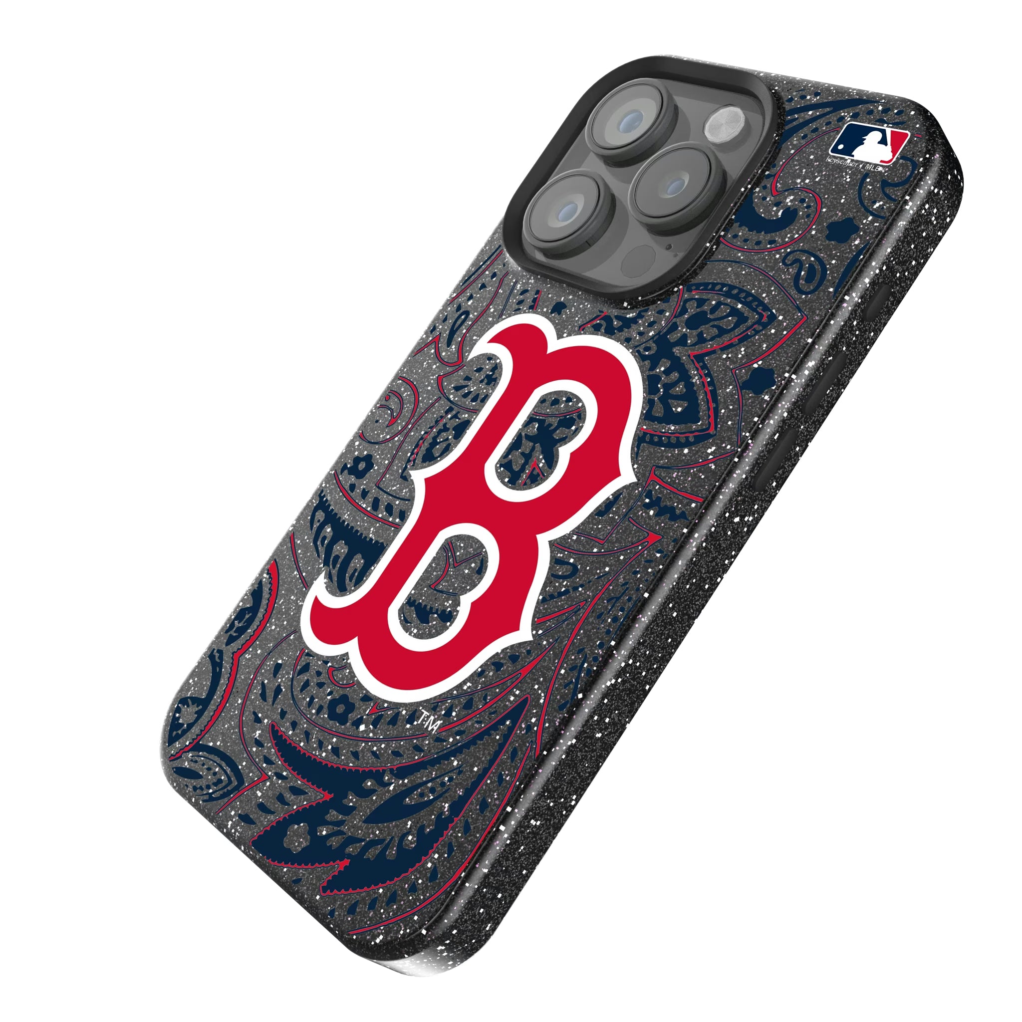 Boston Red Sox Paisley iPhone Bling Phone Case for Apple iPhone - Isometric View
