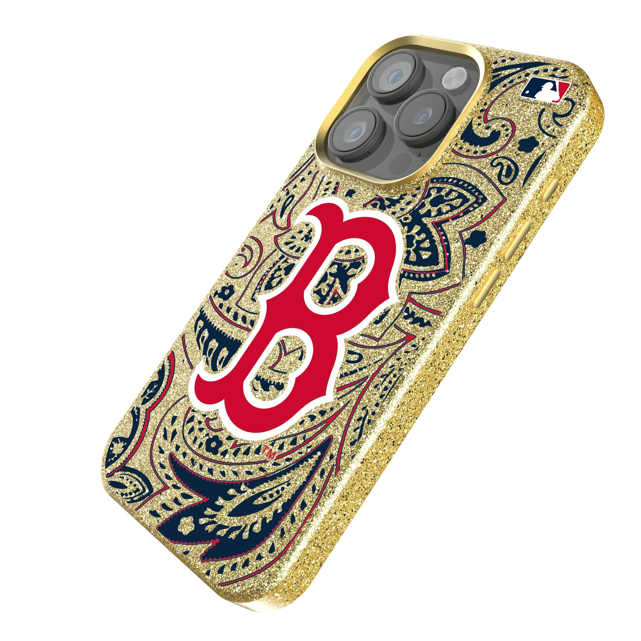 Boston Red Sox Paisley iPhone Bling Phone Case for Apple iPhone - Isometric View