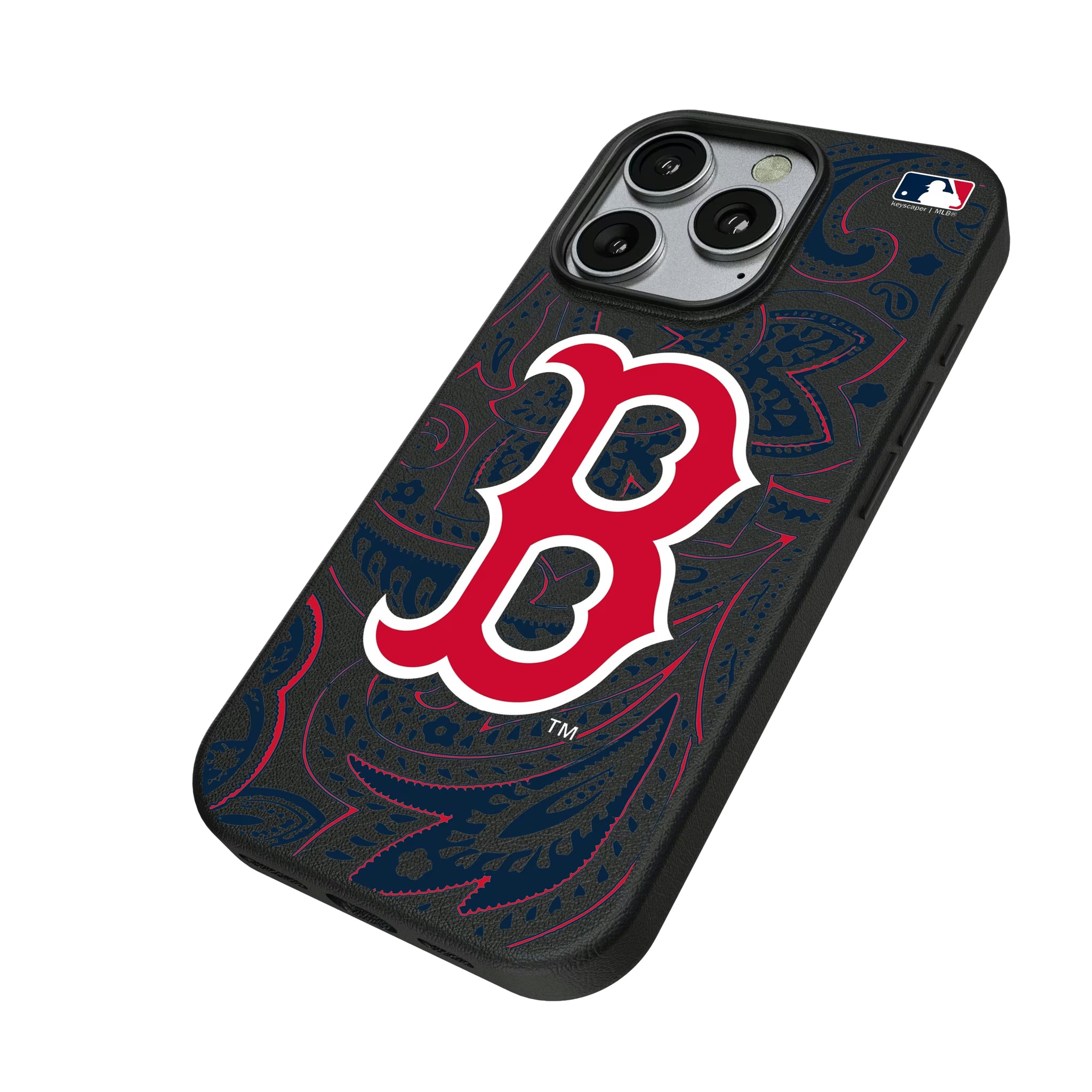 Boston Red Sox Paisley iPhone MagSafe Compatible Phone Case for Apple iPhone - Isometric View