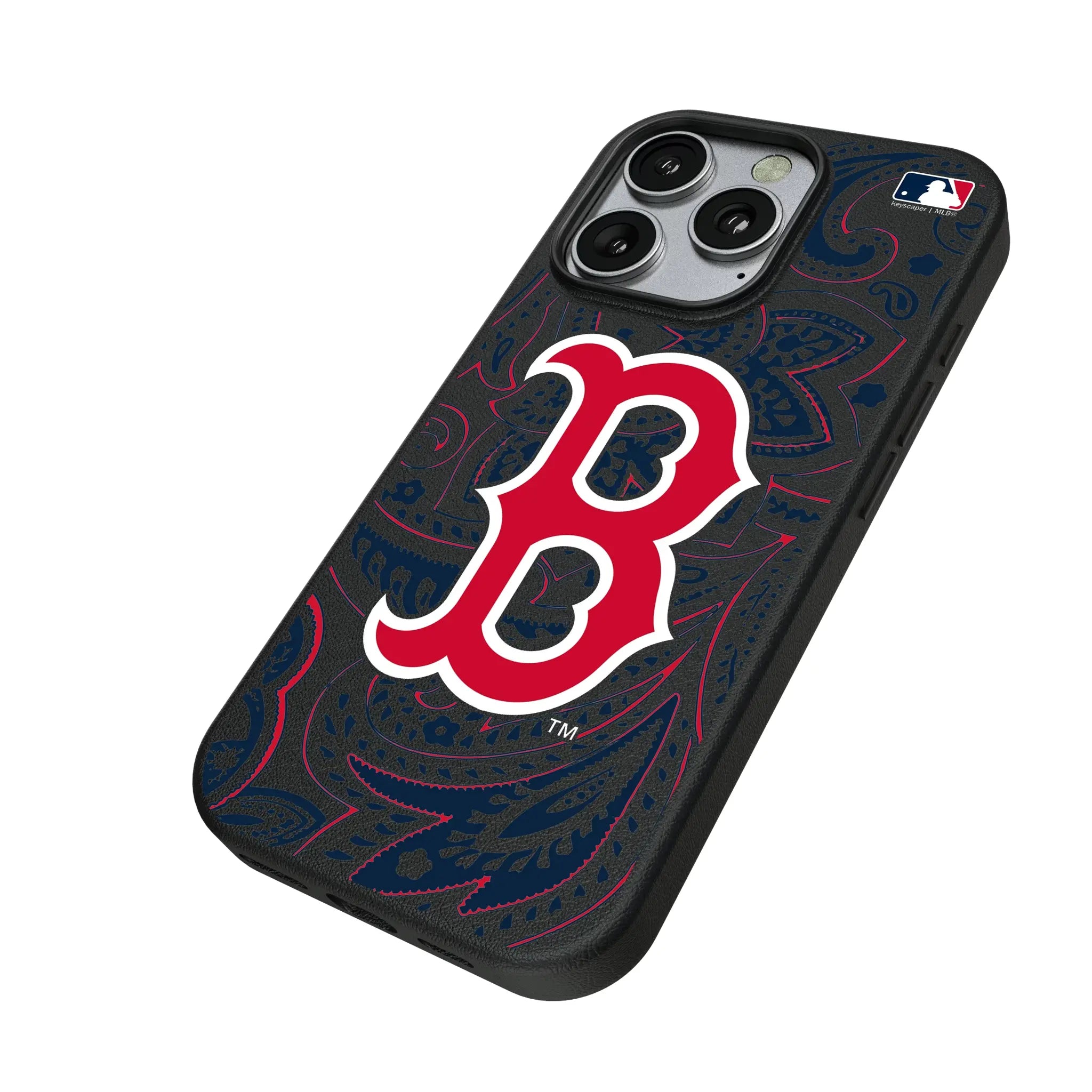 Boston Red Sox Paisley iPhone MagSafe Compatible Phone Case for Apple iPhone - Isometric View