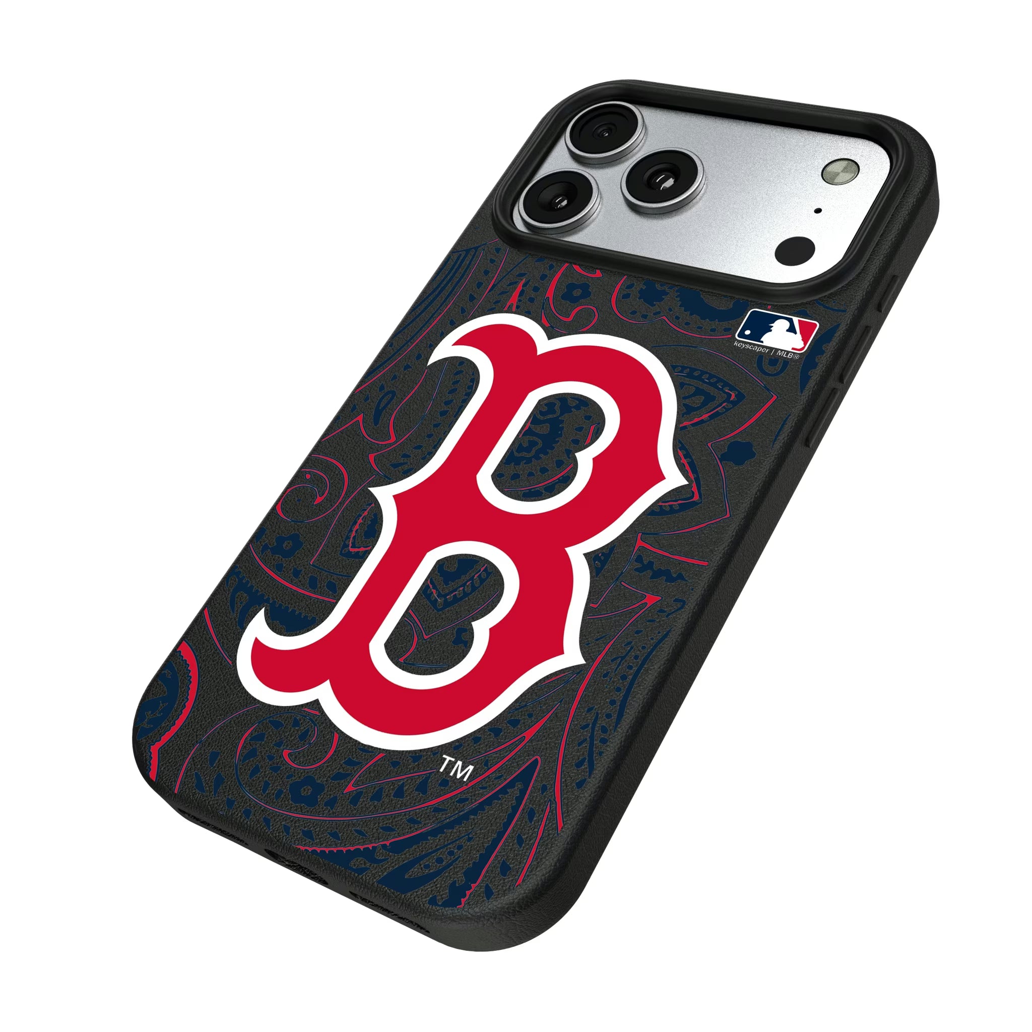 Boston Red Sox Paisley iPhone MagSafe Compatible Phone Case for Apple iPhone - Isometric View#Device_iPhone 17 Pro Max