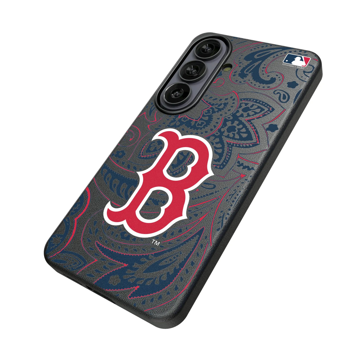 Boston Red Sox Paisley Galaxy MagSafe Compatible Phone Case for Samsung Galaxy - Isometric View#Device_Galaxy S26