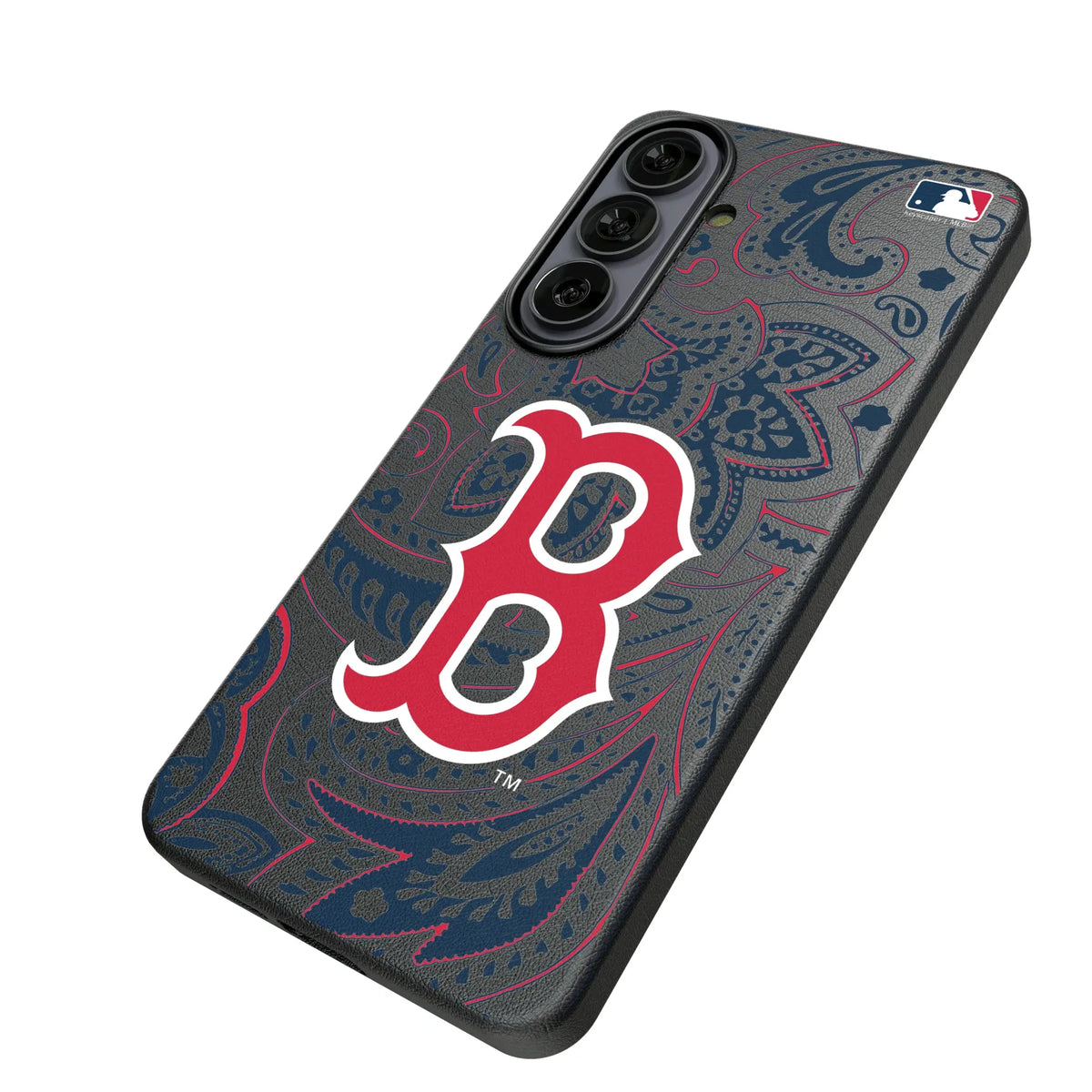 Boston Red Sox Paisley Galaxy MagSafe Compatible Phone Case for Samsung Galaxy - Isometric View#Device_Galaxy S26 Plus