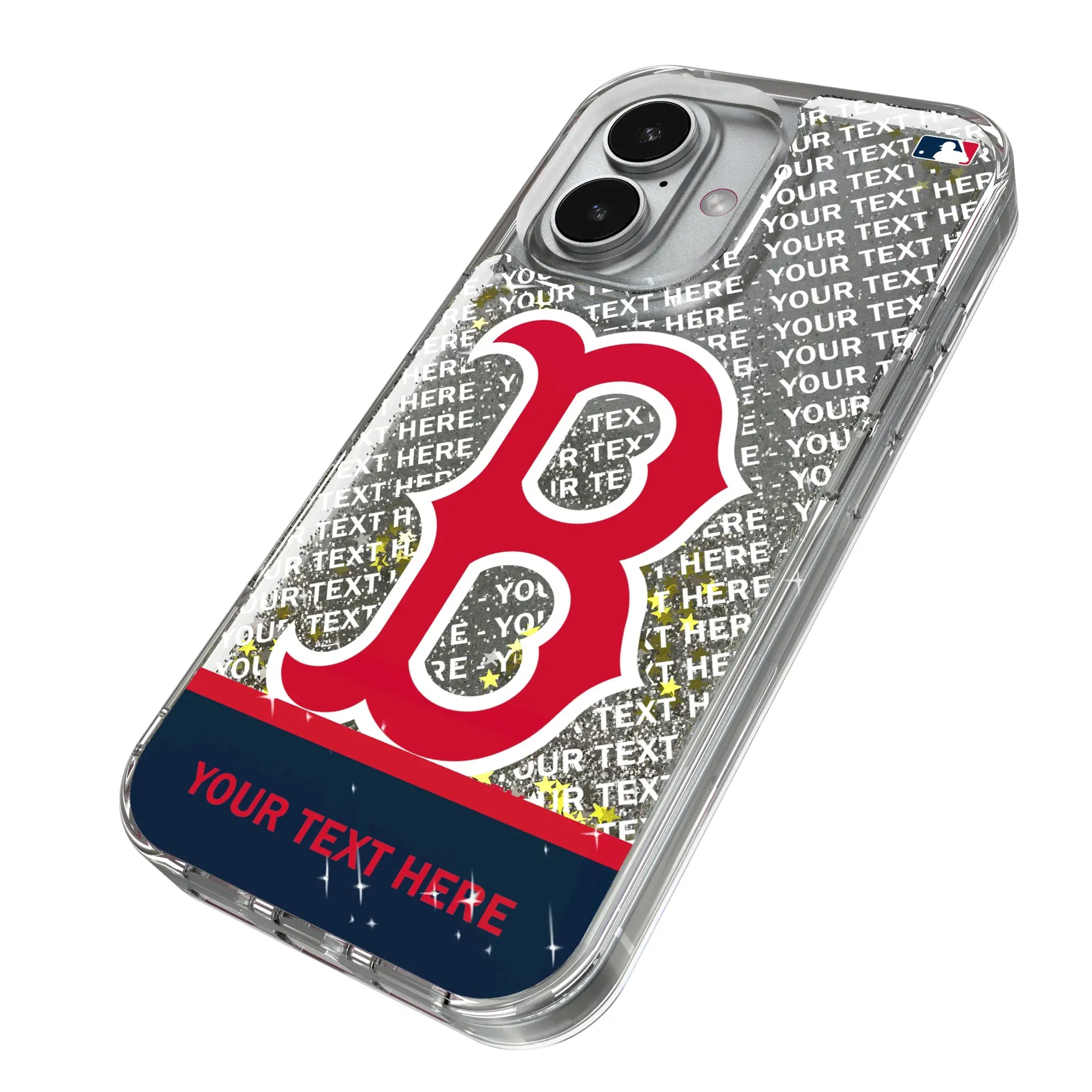 Boston Red Sox Personalized EndZone Plus iPhone Glitter Phone Case for Apple iPhone - Isometric View