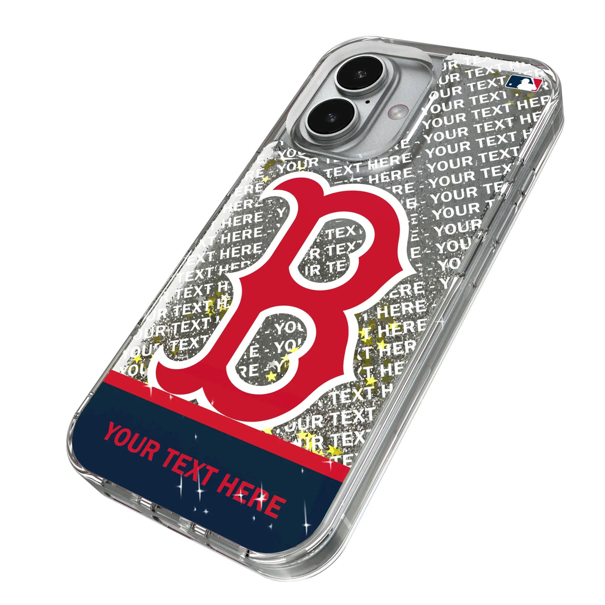 Boston Red Sox Personalized EndZone Plus iPhone Glitter Phone Case for Apple iPhone - Isometric View#Device_iPhone 17