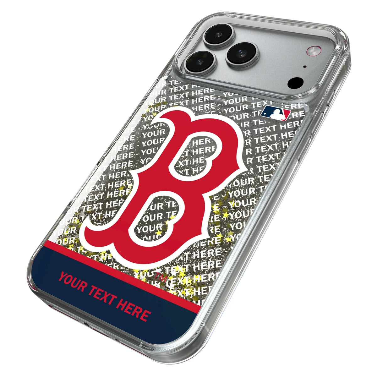 Boston Red Sox Personalized EndZone Plus iPhone Glitter Phone Case for Apple iPhone - Isometric View#Device_iPhone 17 Pro Max