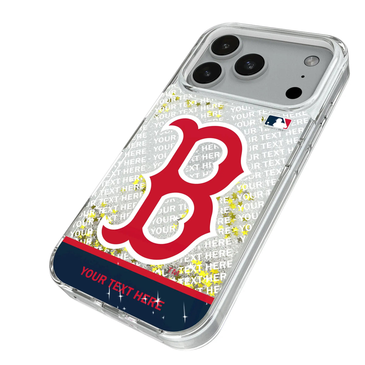 Boston Red Sox Personalized EndZone Plus iPhone Glitter Phone Case for Apple iPhone - Isometric View#Device_iPhone 18 Pro