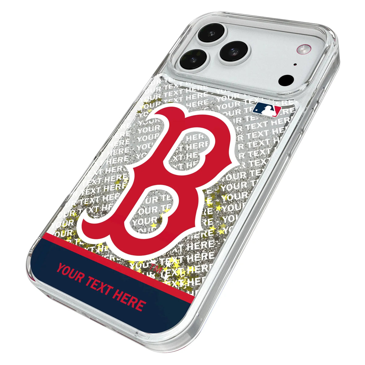Boston Red Sox Personalized EndZone Plus iPhone Glitter Phone Case for Apple iPhone - Isometric View#Device_iPhone 18 Pro Max