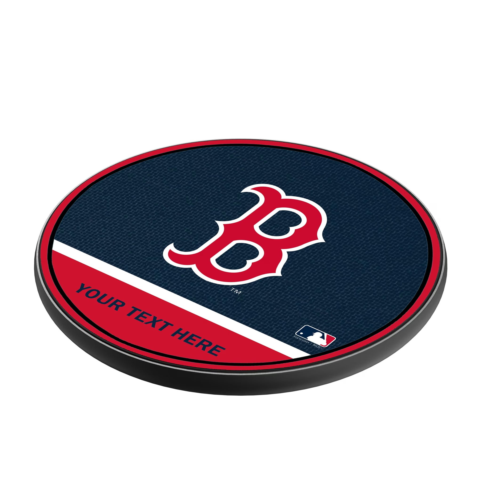 Boston Red Sox Personalized Endzone Solid 15-Watt Wireless Charger - Isometric View