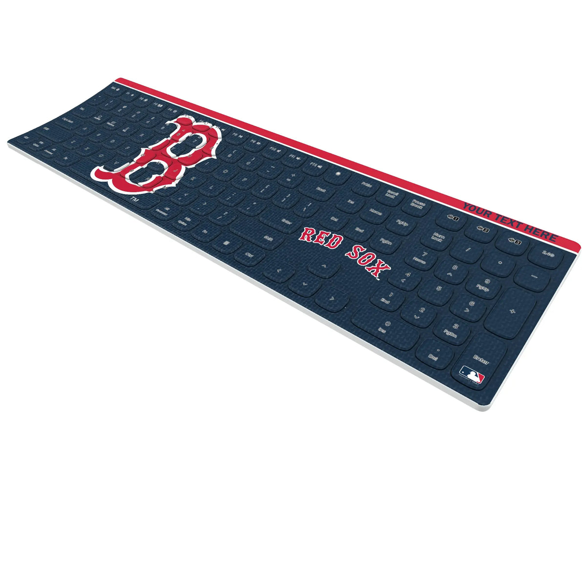 Boston Red Sox Personalized Endzone Solid KKB605 Curved Wireless Keyboard - Isometric View