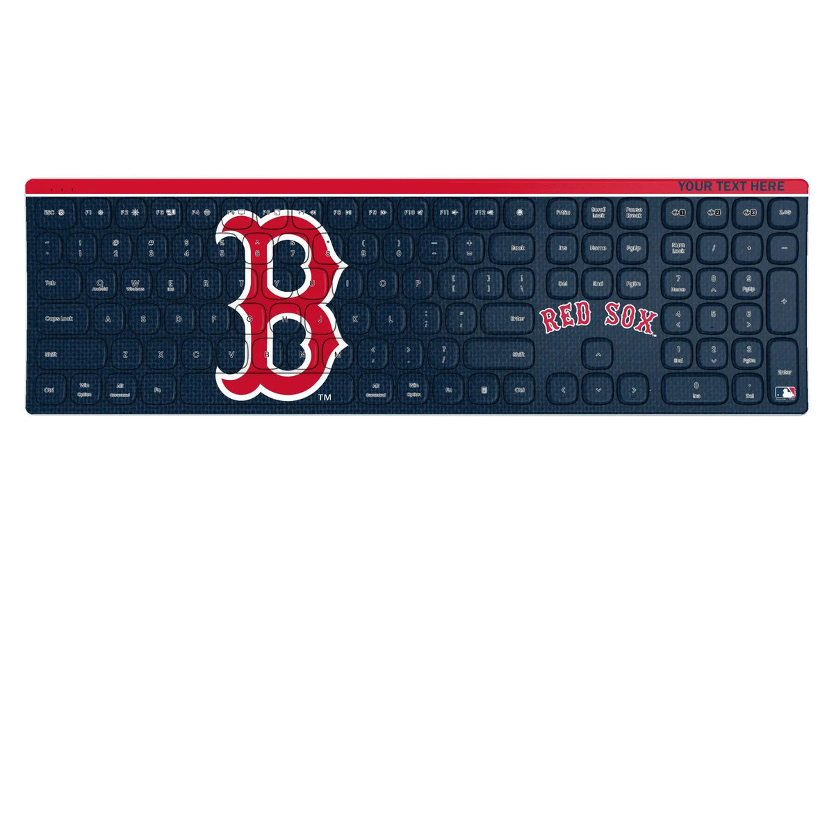 Boston Red Sox Personalized Endzone Solid KKB605 Curved Wireless Keyboard