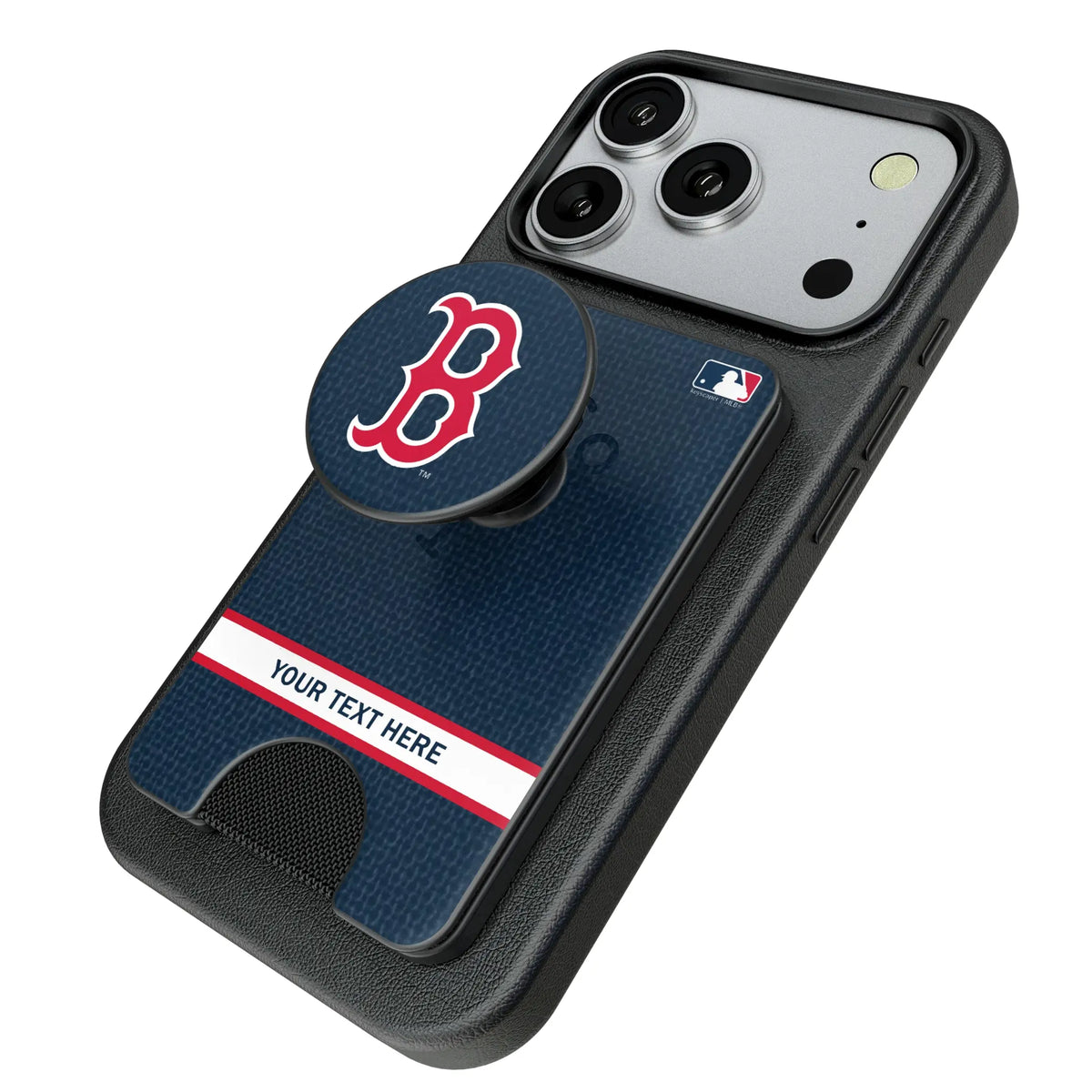Boston Red Sox Personalized Endzone Solid Popsockets Wallet Magnetic - Isometric View