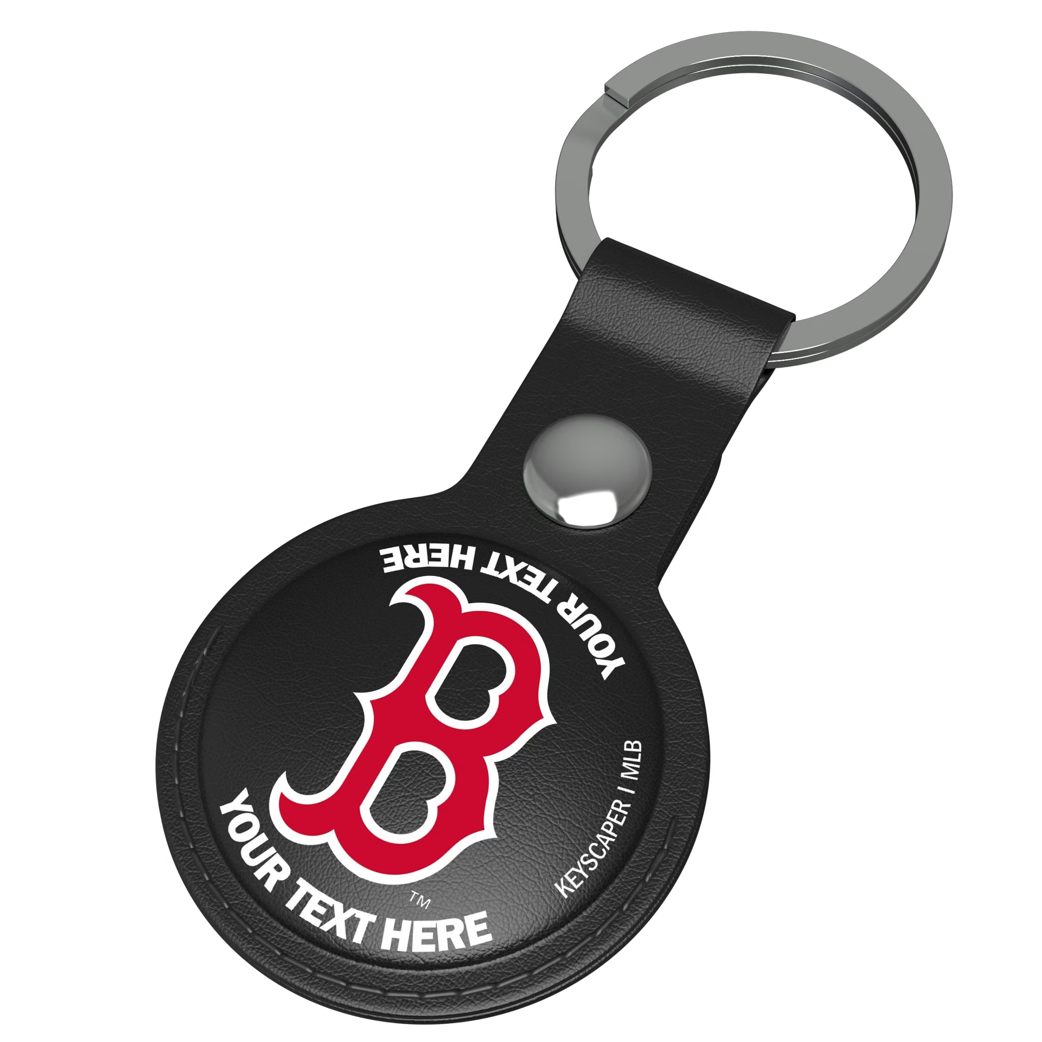 Boston Red Sox Personalized Insignia AirTag Black Airtag Holder - Isometric View