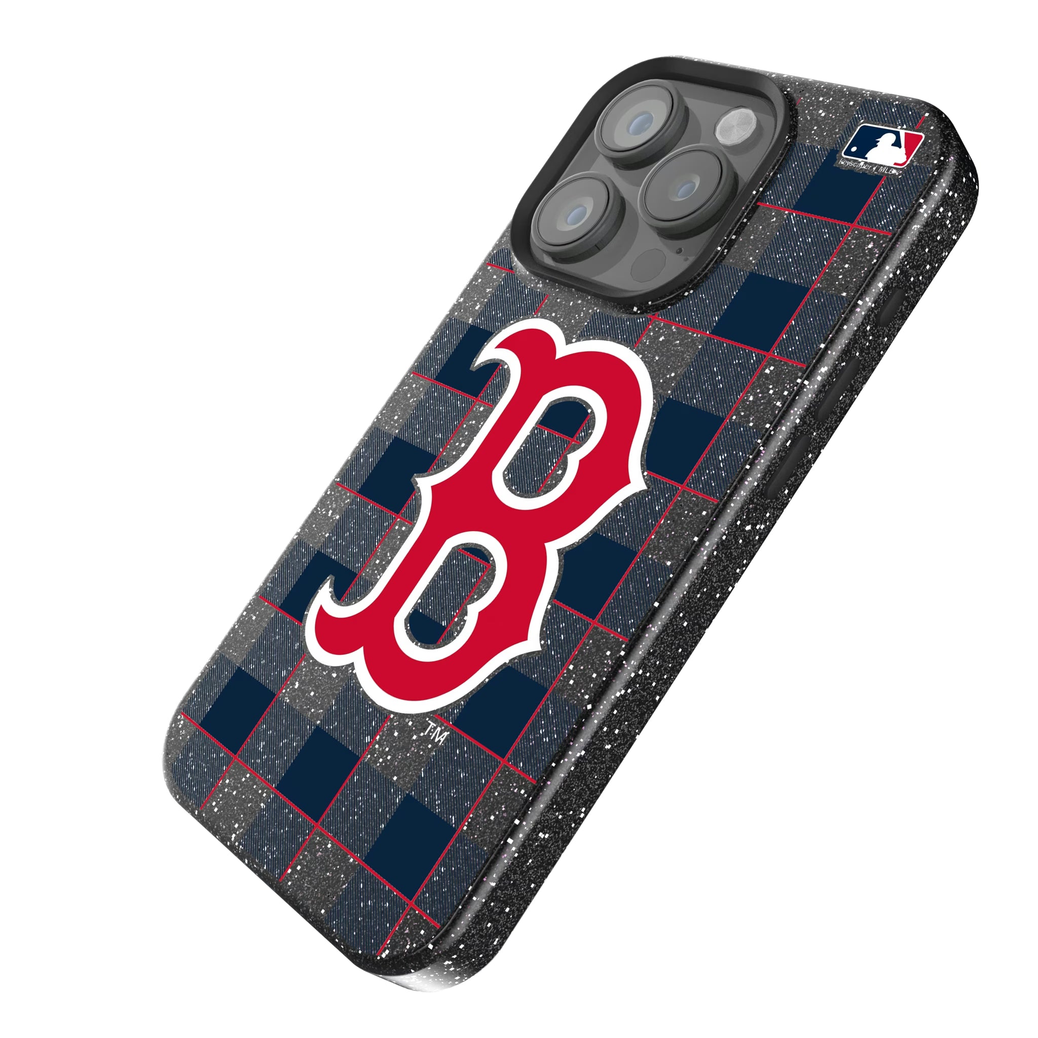 Boston Red Sox Plaid iPhone Bling Phone Case for Apple iPhone - Isometric View