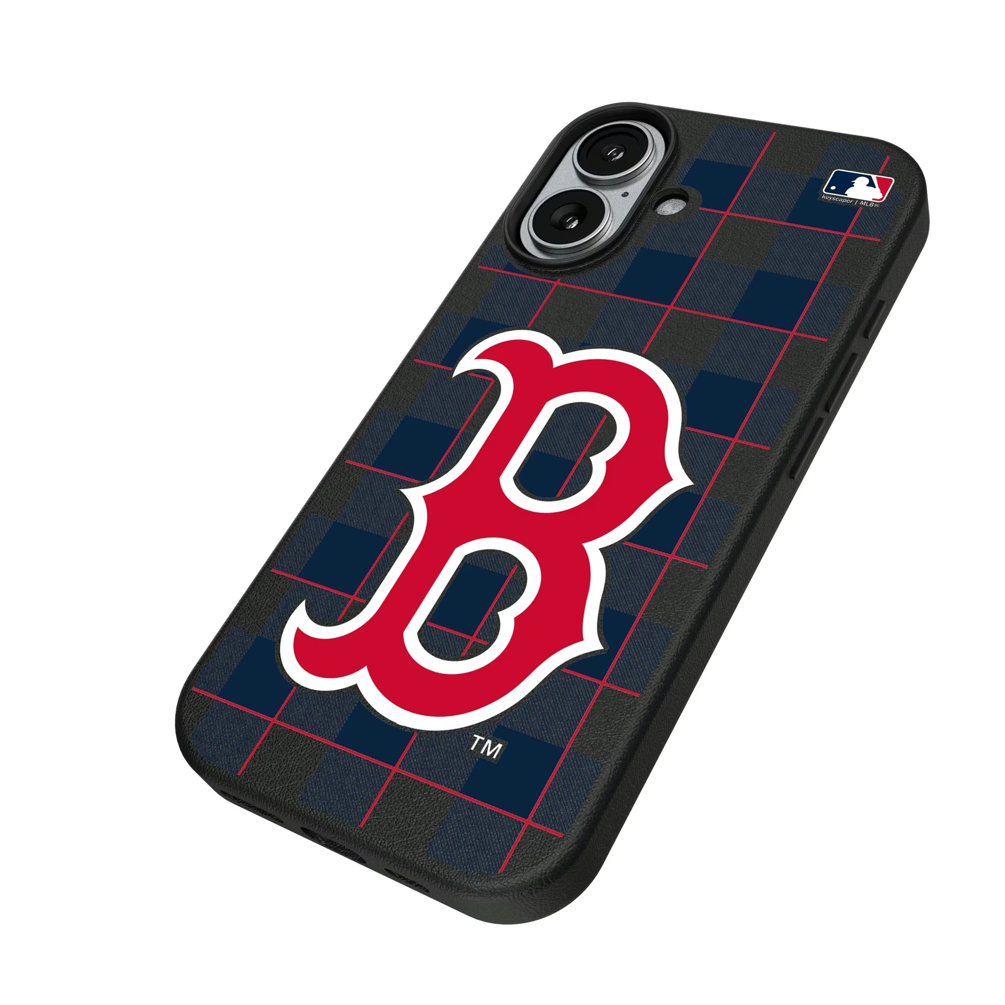 Boston Red Sox Plaid iPhone MagSafe Compatible Phone Case for Apple iPhone - Isometric View#Device_iPhone 17