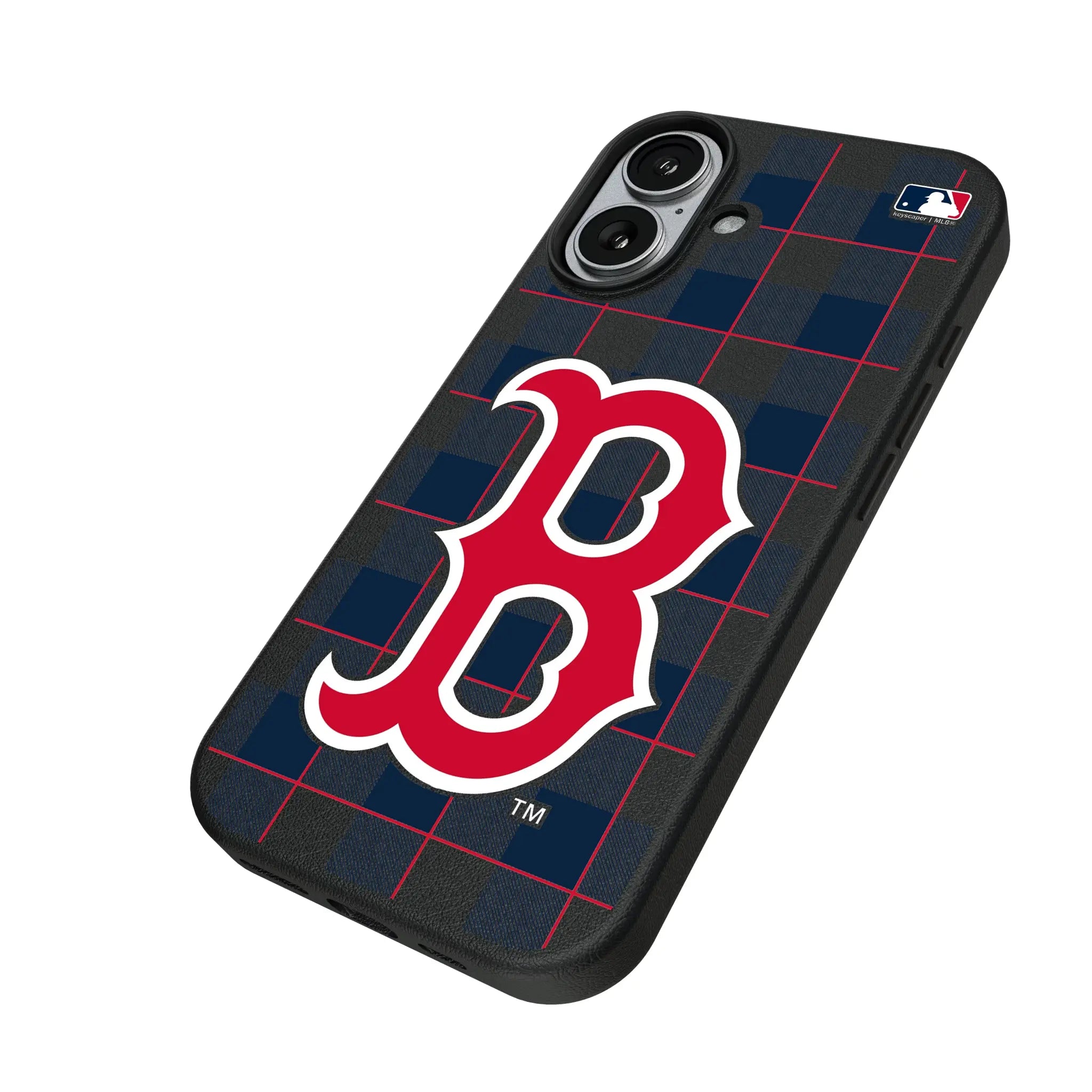 Boston Red Sox Plaid iPhone MagSafe Compatible Phone Case for Apple iPhone - Isometric View#Device_iPhone 17