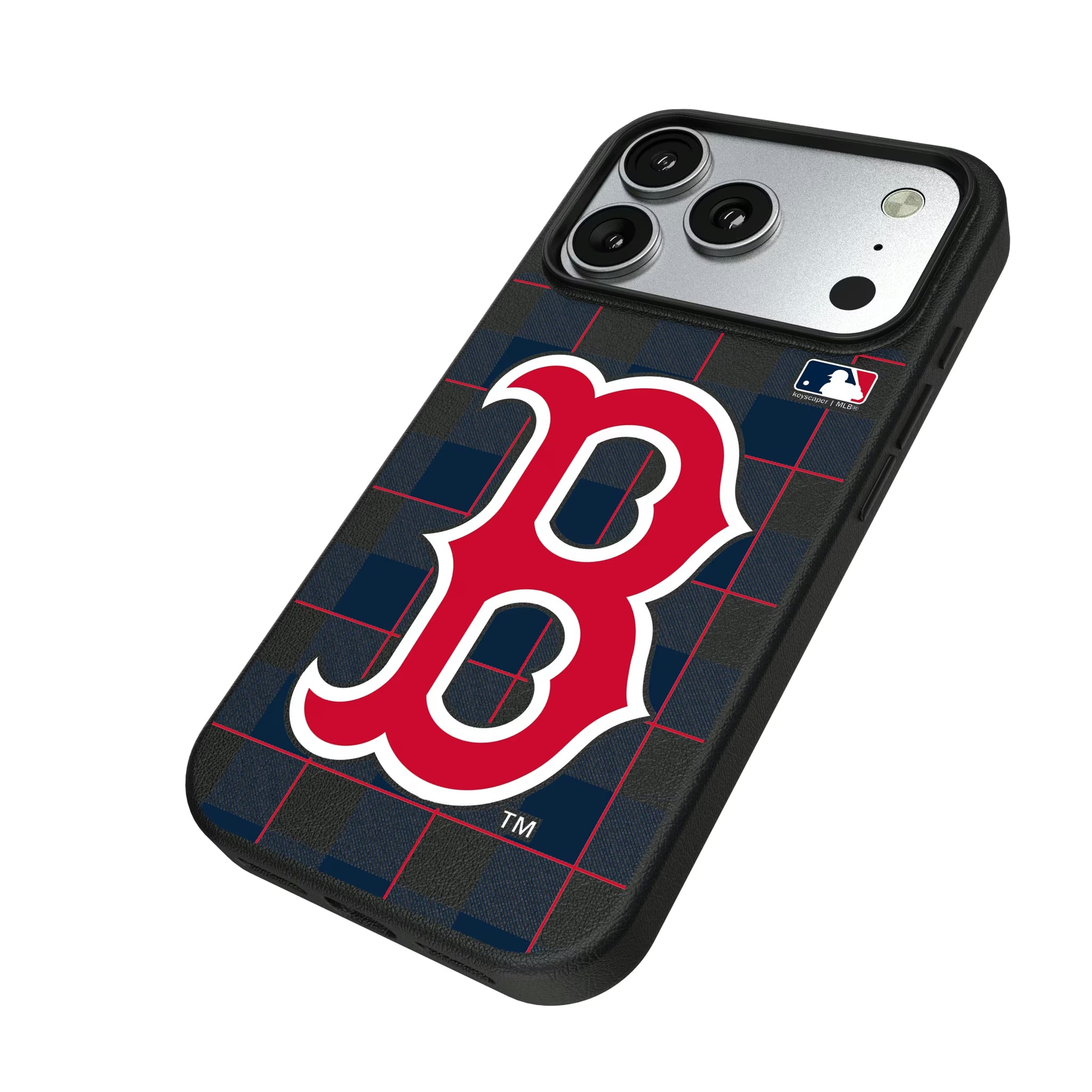 Boston Red Sox Plaid iPhone MagSafe Compatible Phone Case for Apple iPhone - Isometric View#Device_iPhone 17 Pro