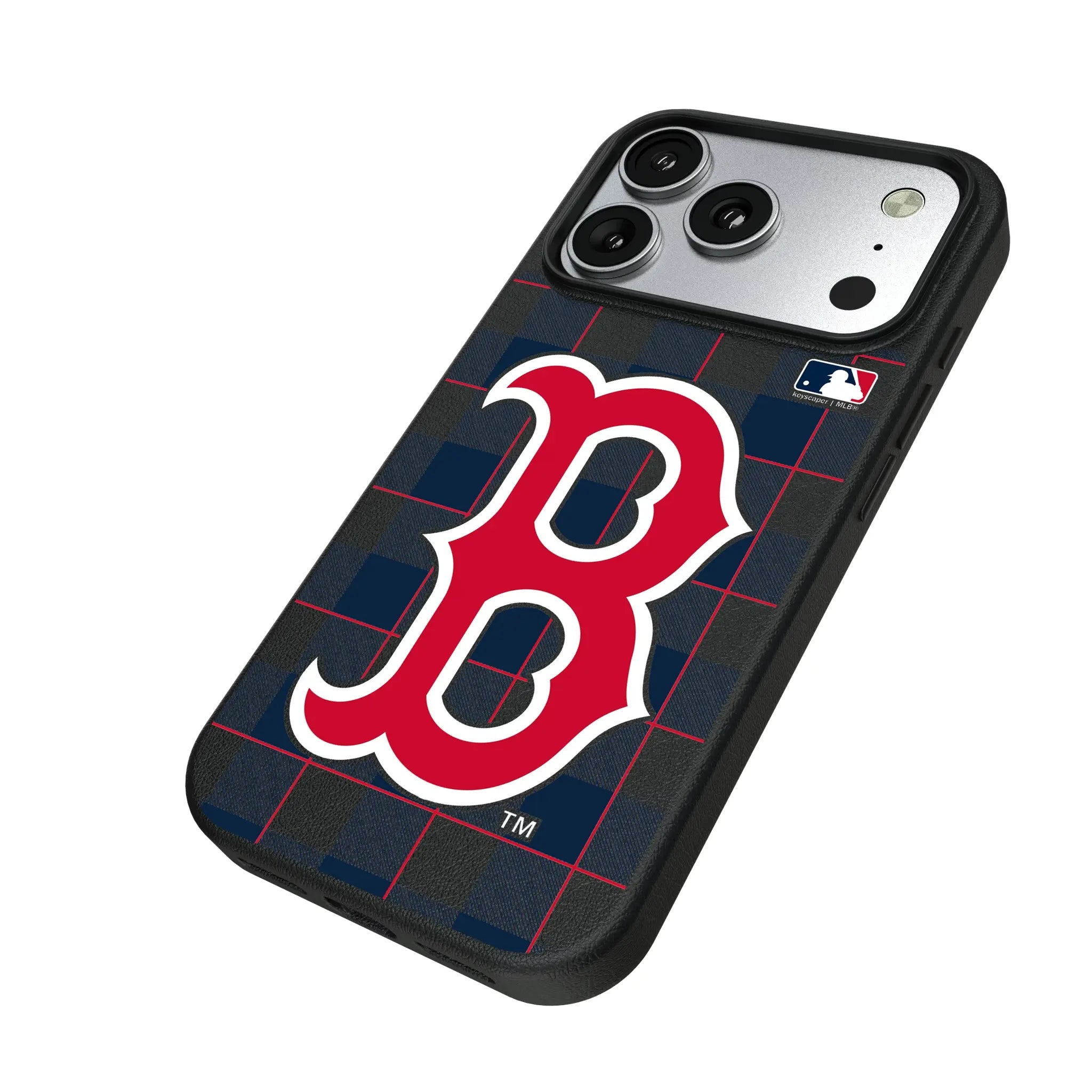 Boston Red Sox Plaid iPhone MagSafe Compatible Phone Case for Apple iPhone - Isometric View#Device_iPhone 17 Pro