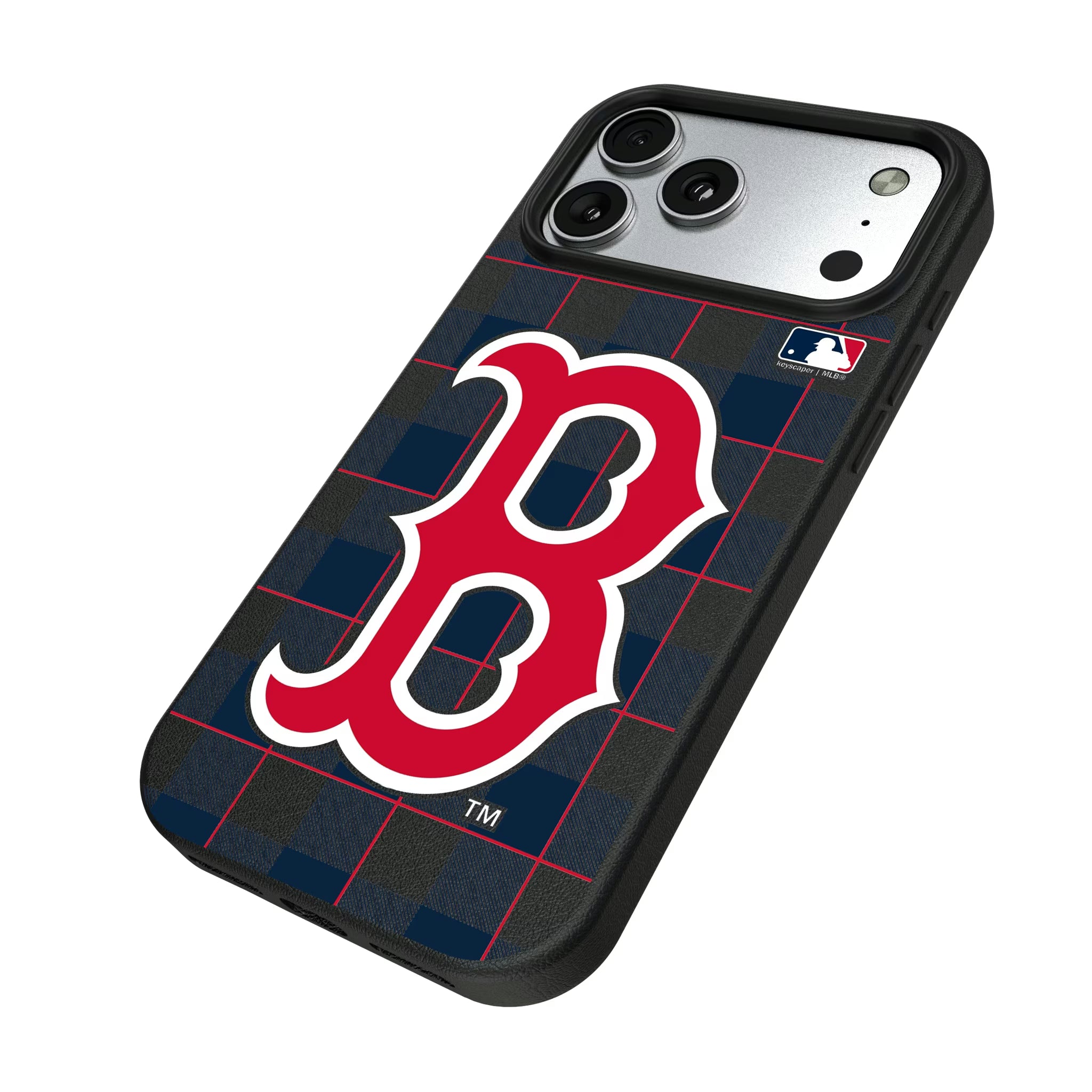 Boston Red Sox Plaid iPhone MagSafe Compatible Phone Case for Apple iPhone - Isometric View#Device_iPhone 17 Pro Max