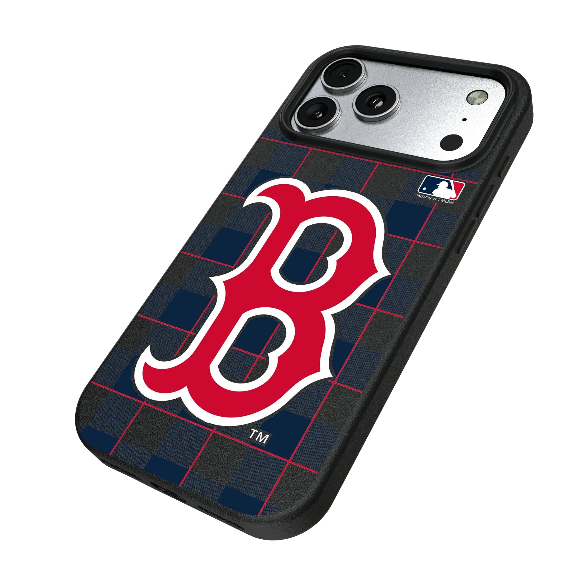 Boston Red Sox Plaid iPhone MagSafe Compatible Phone Case for Apple iPhone - Isometric View#Device_iPhone 17 Pro Max