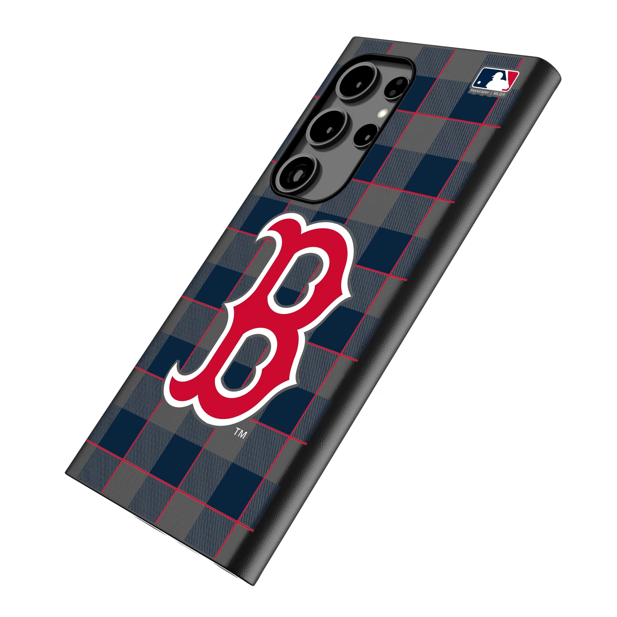 Boston Red Sox Plaid Galaxy MagSafe Compatible Phone Case for Samsung Galaxy - Isometric View