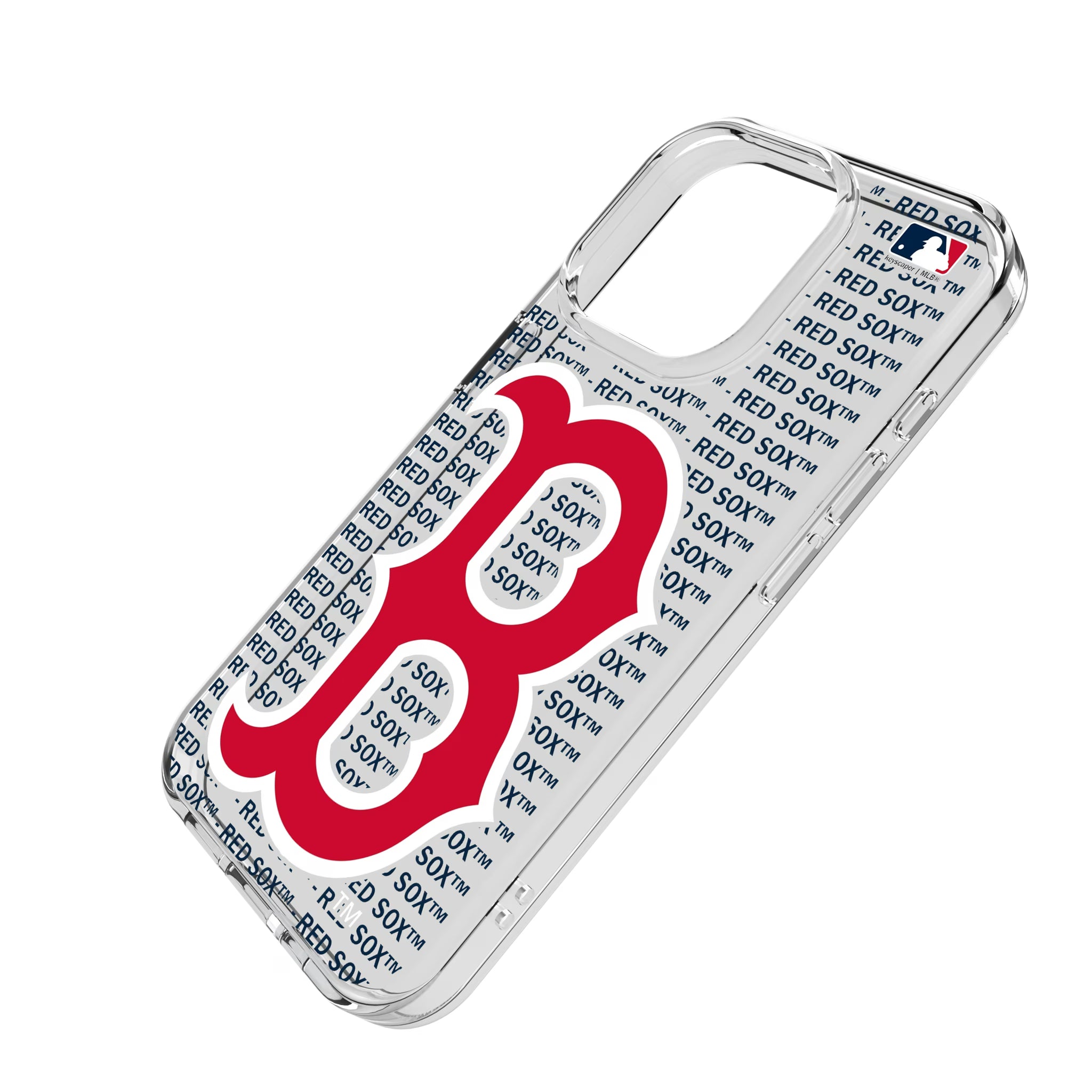 Boston Red Sox Text Backdrop iPhone Clear Phone Case for Apple iPhone - Isometric View