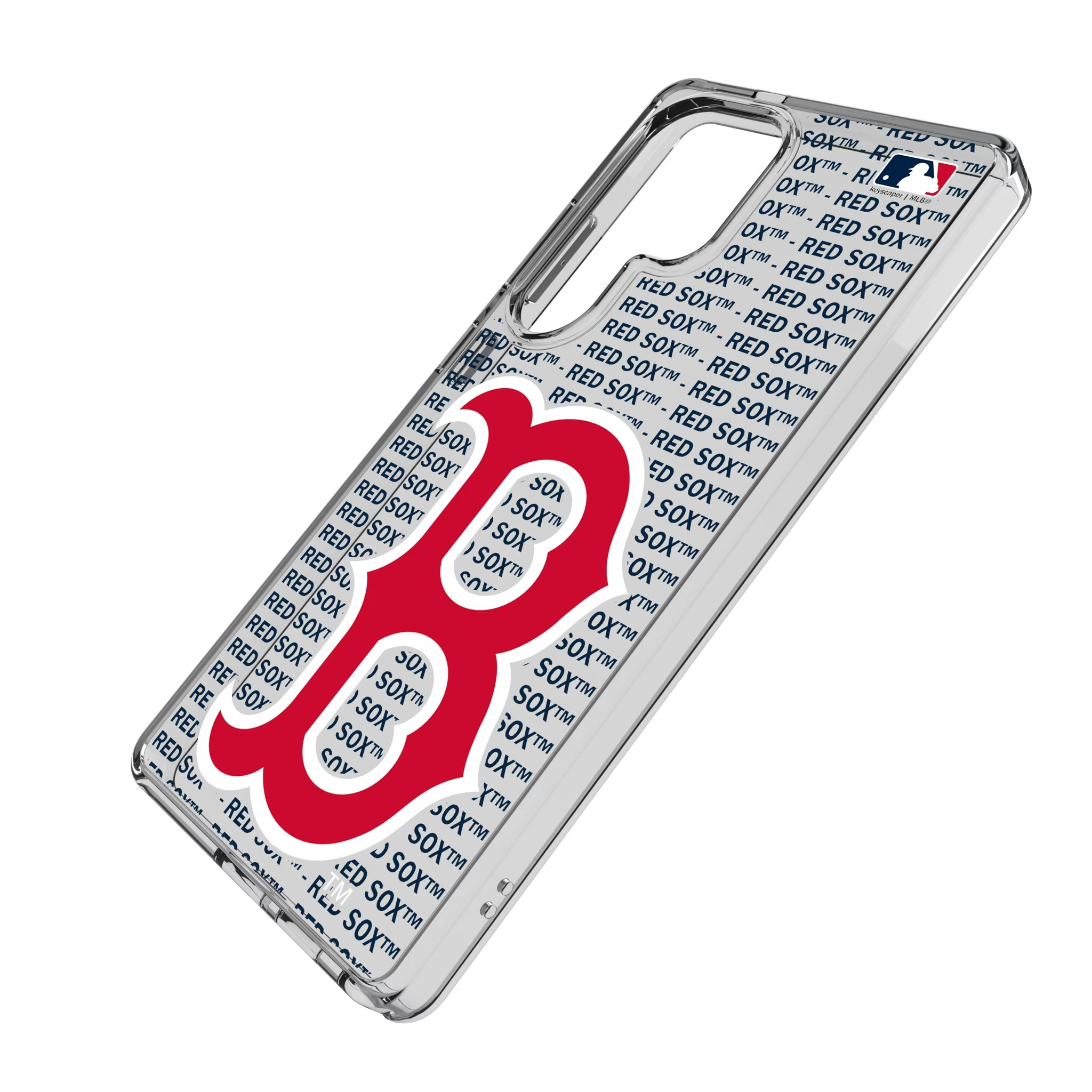 Boston Red Sox Text Backdrop Galaxy Clear Phone Case for Samsung Galaxy - Isometric View