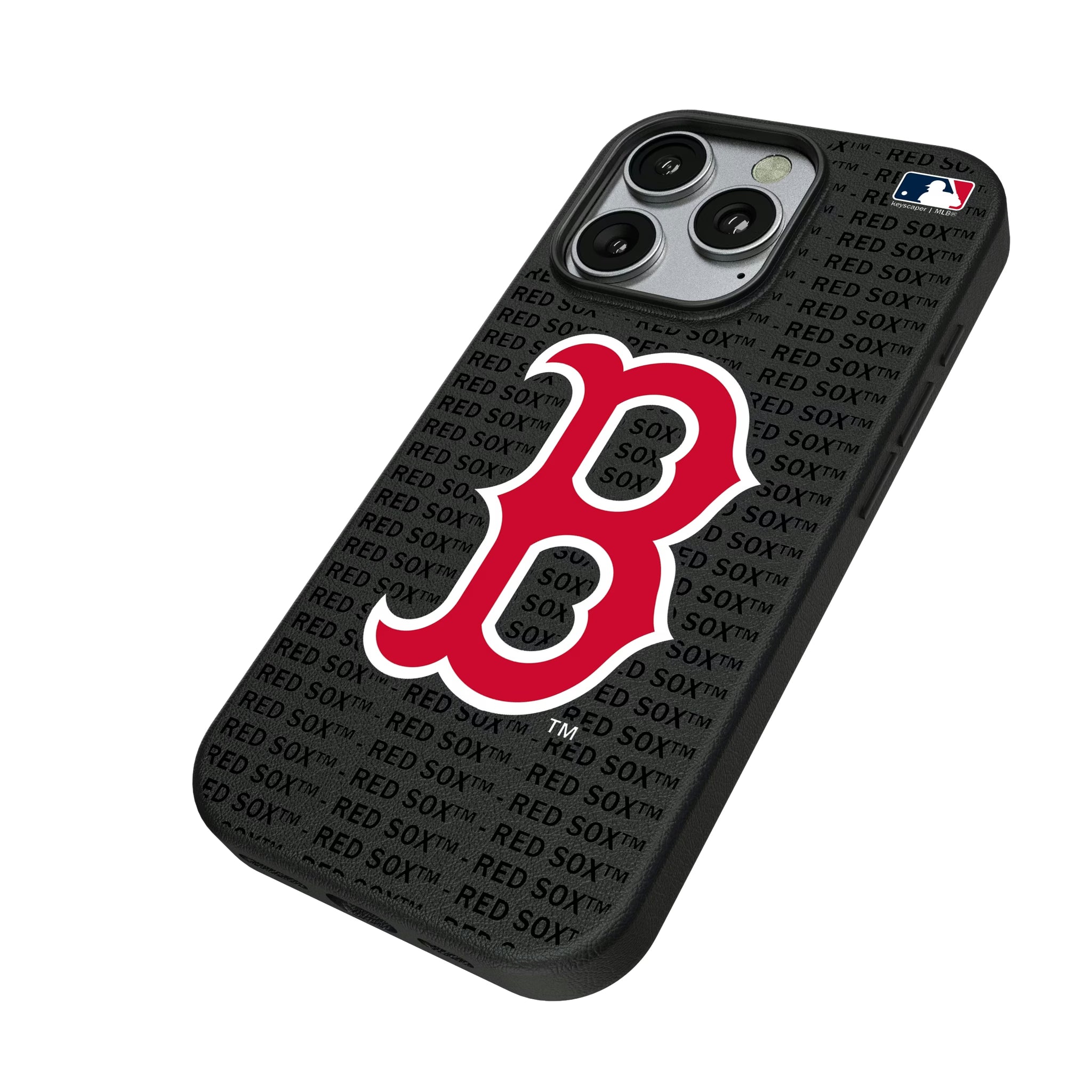 Boston Red Sox Text Backdrop iPhone MagSafe Compatible Phone Case for Apple iPhone - Isometric View