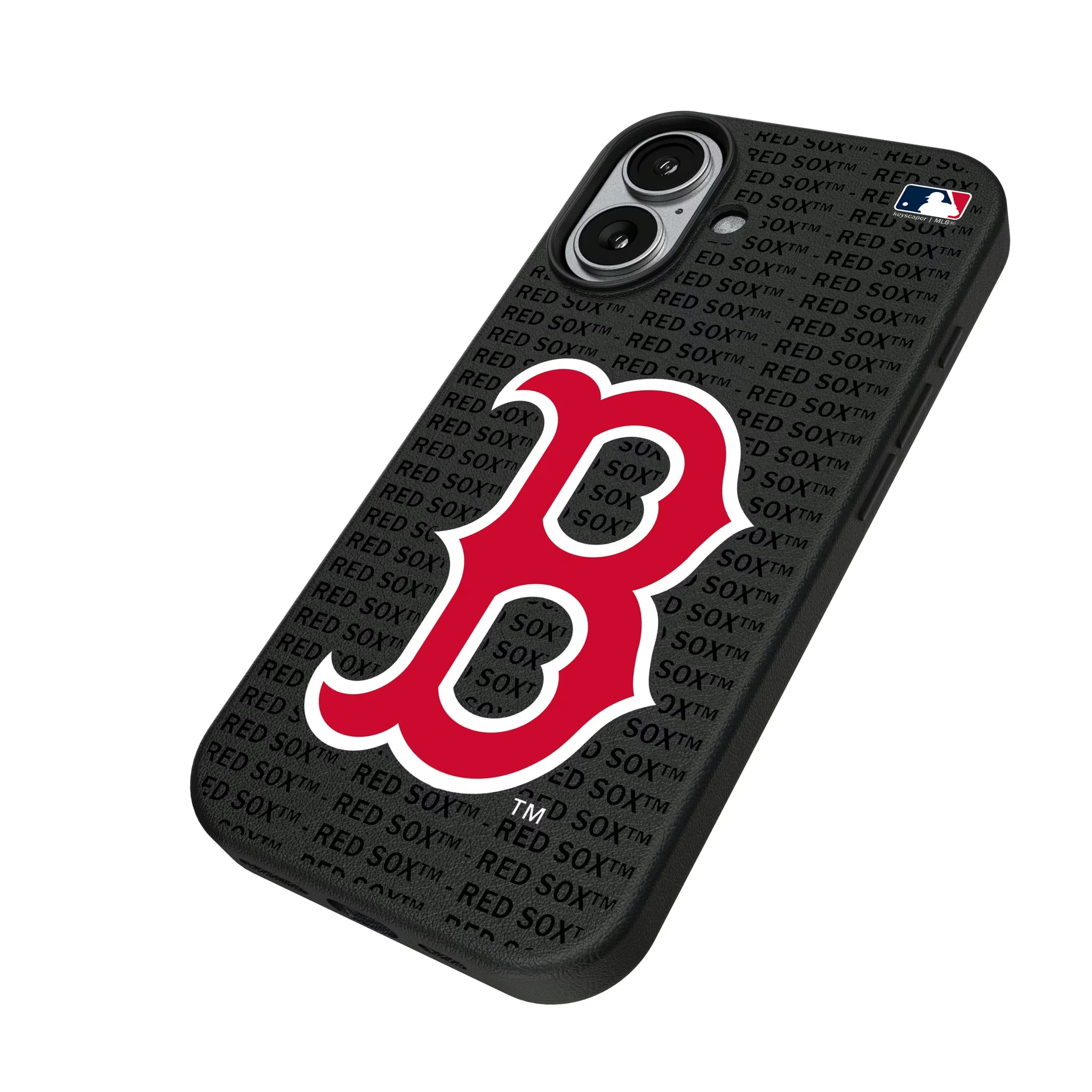 Boston Red Sox Text Backdrop iPhone MagSafe Compatible Phone Case for Apple iPhone - Isometric View#Device_iPhone 17