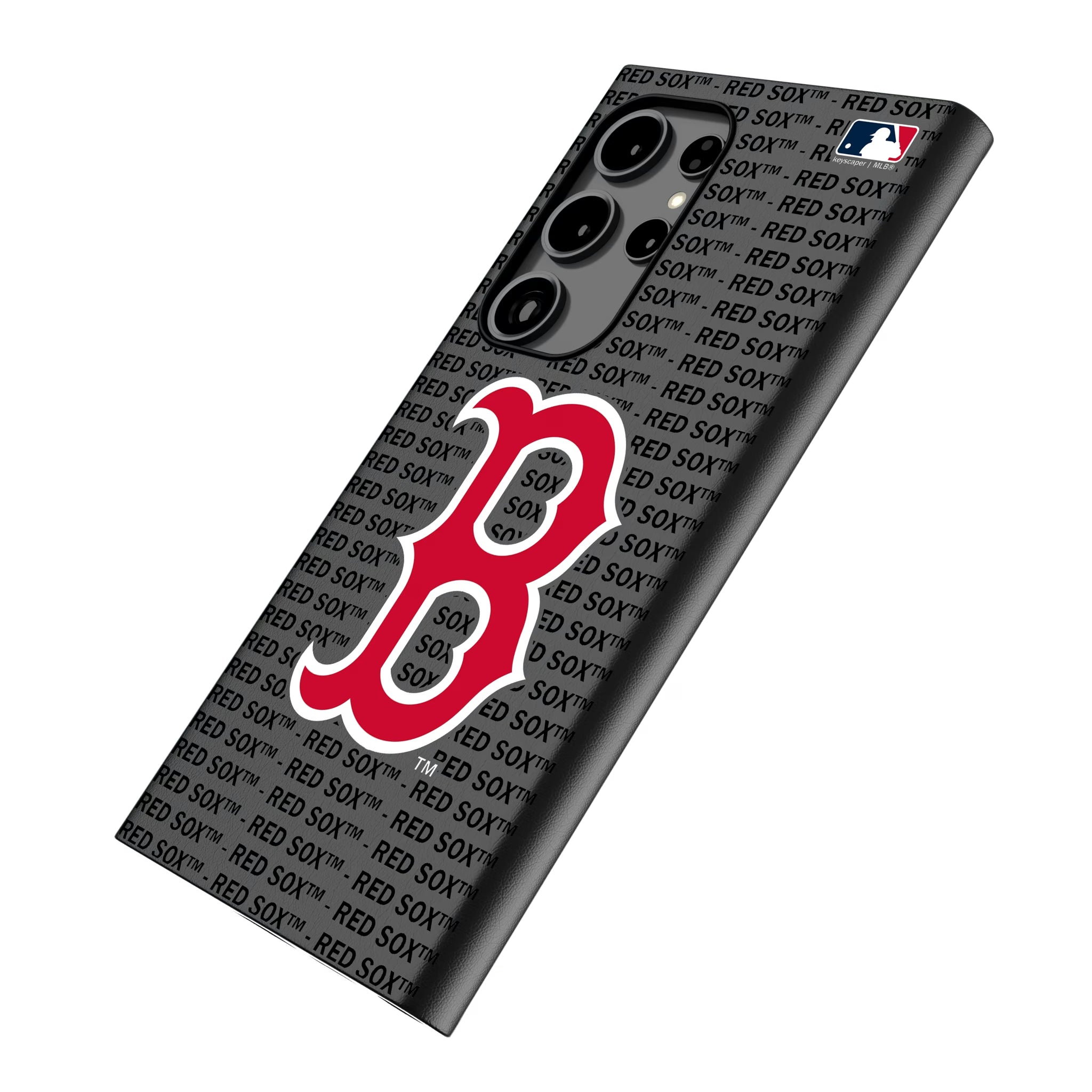 Boston Red Sox Text Backdrop Galaxy MagSafe Compatible Phone Case for Samsung Galaxy - Isometric View