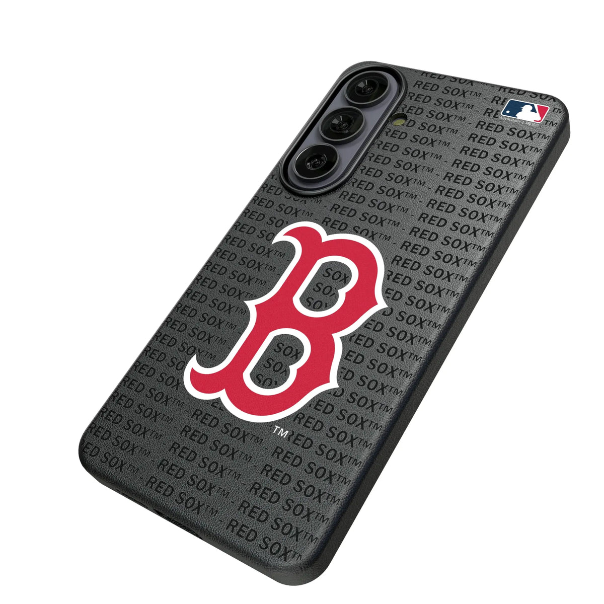 Boston Red Sox Text Backdrop Galaxy MagSafe Compatible Phone Case for Samsung Galaxy - Isometric View#Device_Galaxy S26 Plus
