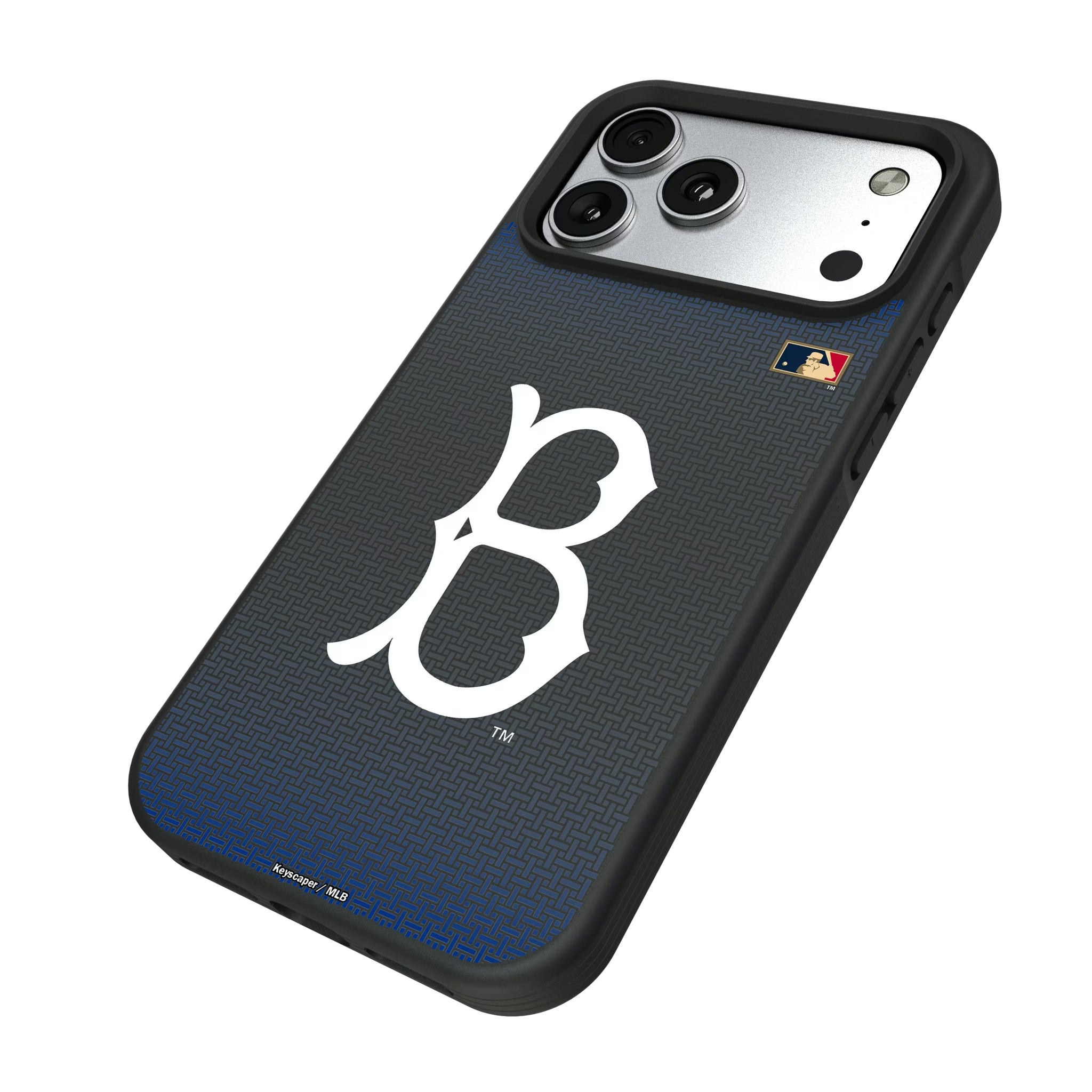 Brooklyn Dodgers 1949-1957 - Cooperstown Collection Linen iPhone Bump Phone Case for Apple iPhone - Isometric View#Device_iPhone 17 Pro Max