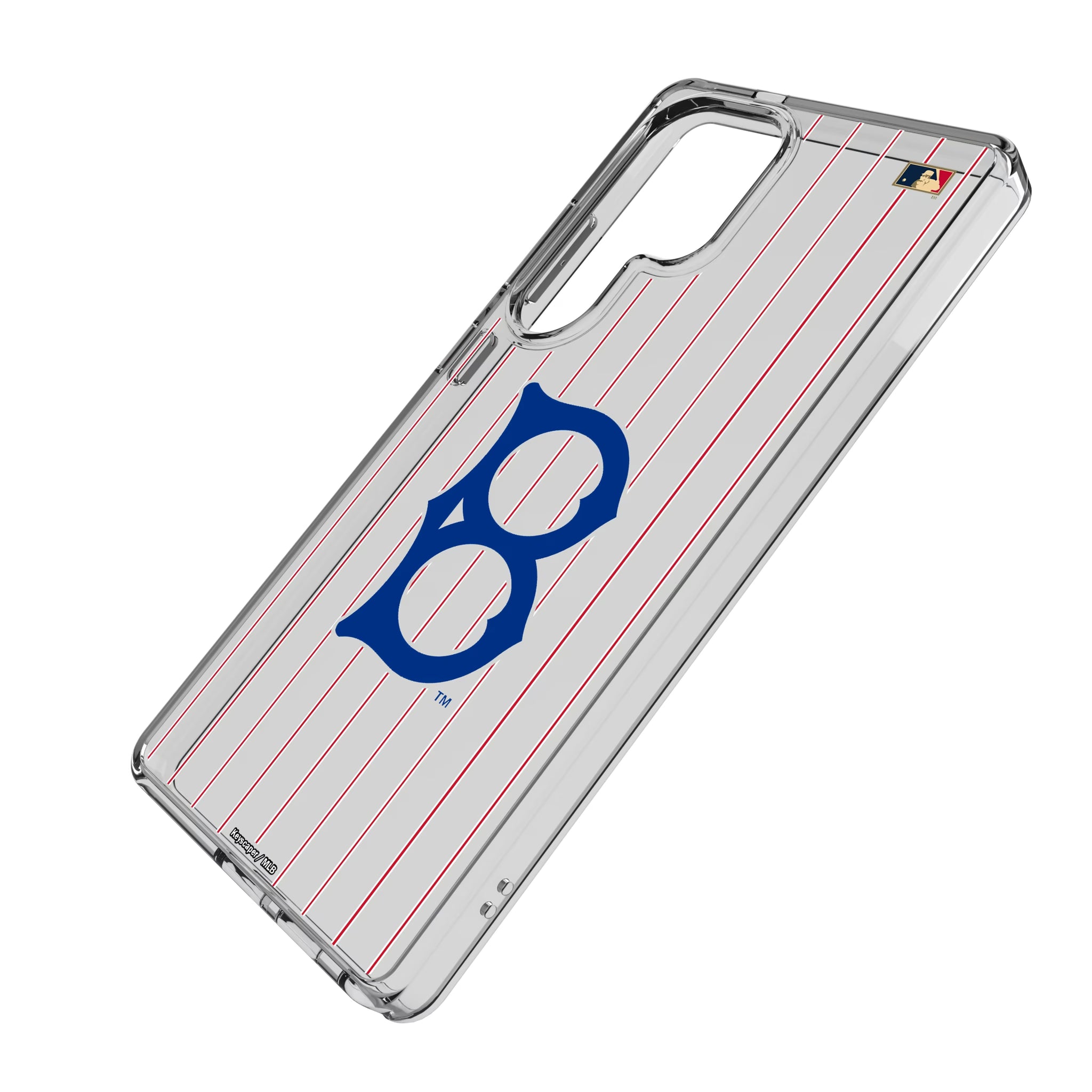 Brooklyn Dodgers 1949-1957 - Cooperstown Collection Pinstripe Galaxy Clear Phone Case for Samsung Galaxy - Isometric View