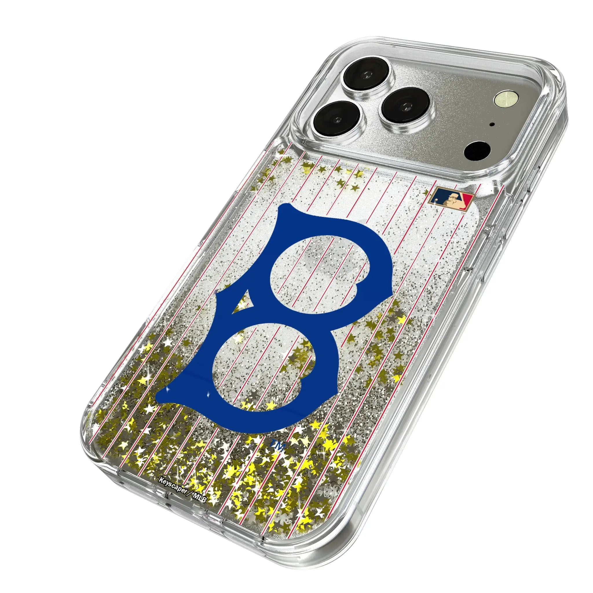 Brooklyn Dodgers 1949-1957 - Cooperstown Collection Pinstripe iPhone Glitter Phone Case for Apple iPhone - Isometric View