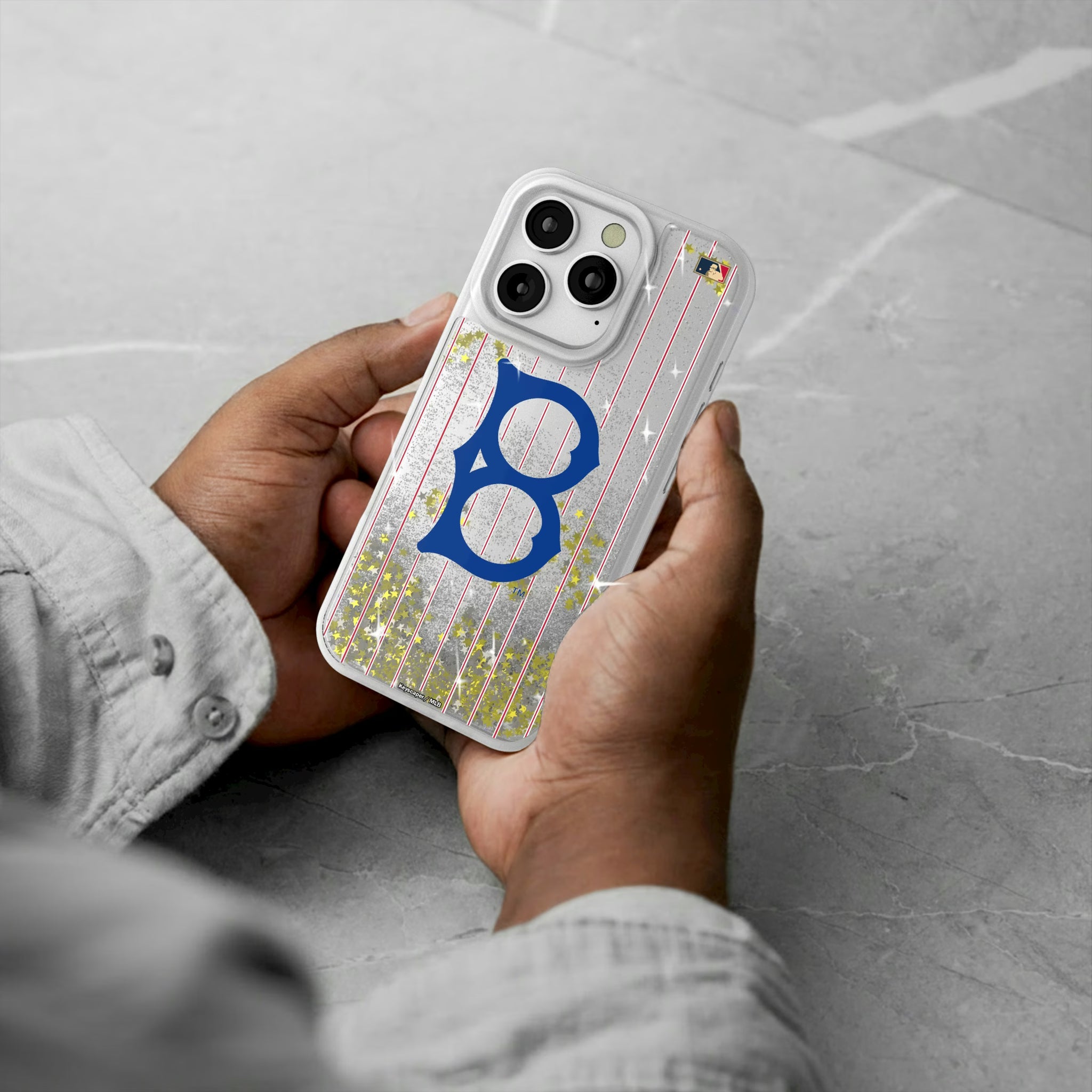 Brooklyn Dodgers 1949-1957 - Cooperstown Collection Pinstripe iPhone Glitter Phone Case for Apple iPhone - Lifestyle#Device_iPhone 16 Pro
