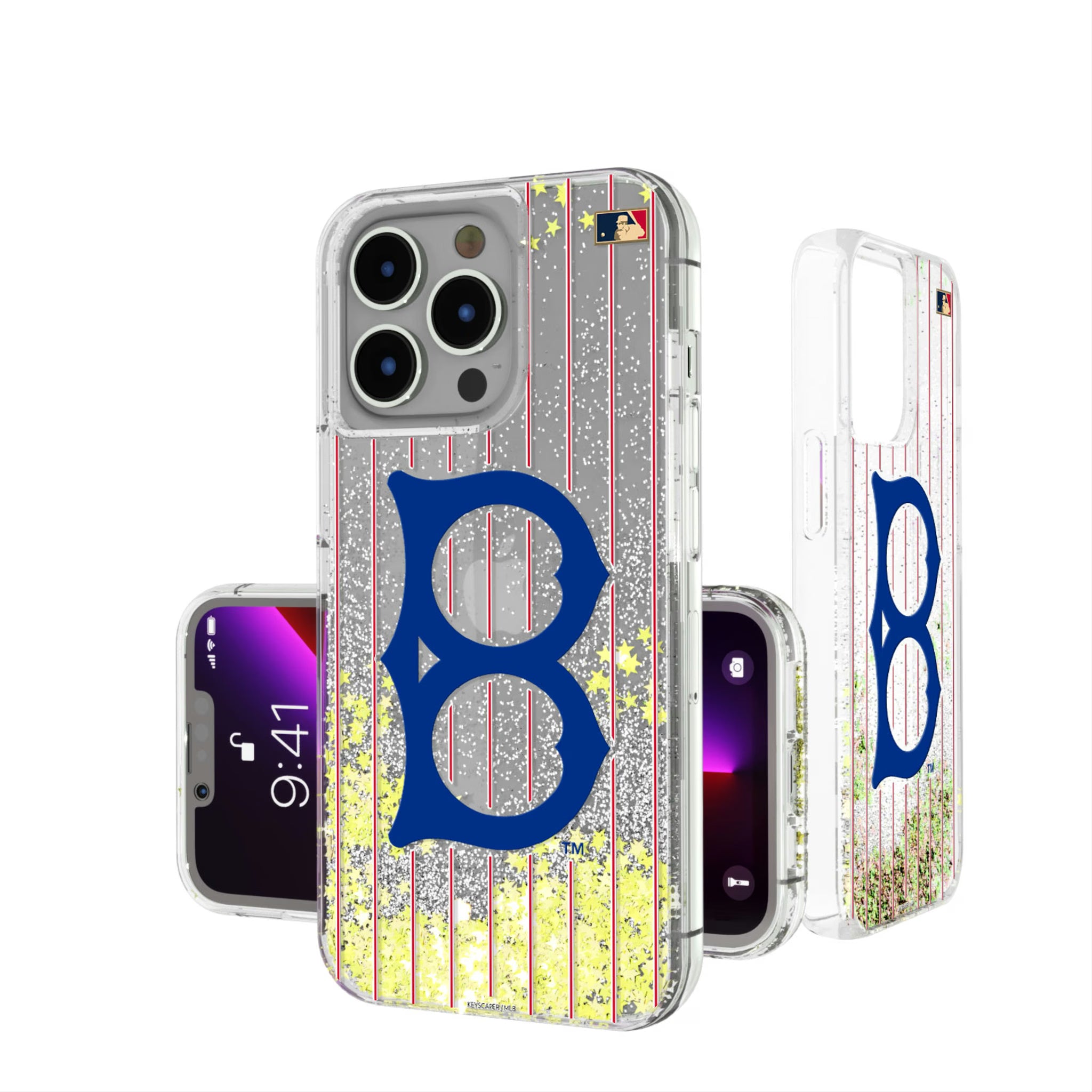 Brooklyn Dodgers 1949-1957 - Cooperstown Collection Pinstripe iPhone Glitter Phone Case for Apple iPhone