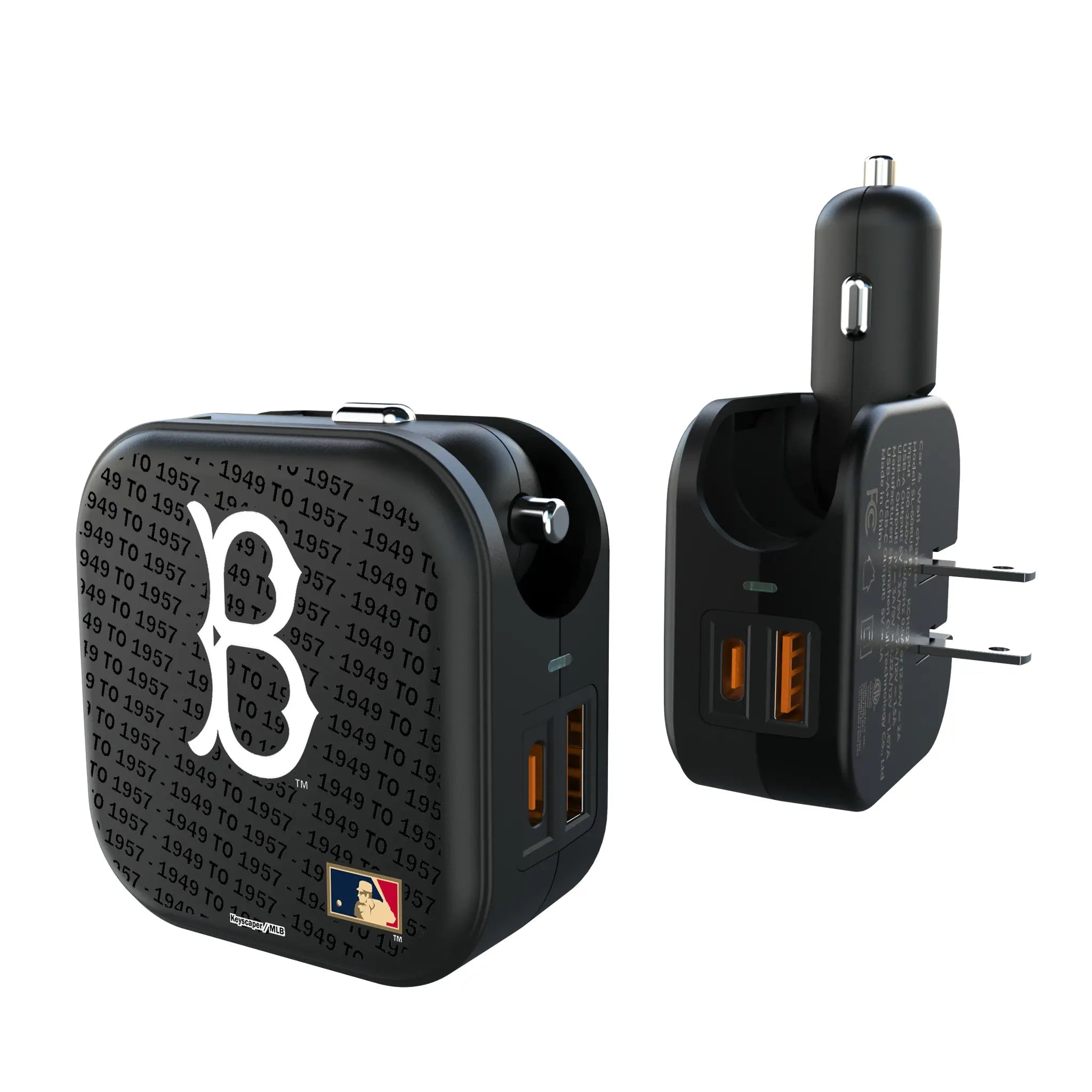 Brooklyn Dodgers 1949-1957 - Cooperstown Collection Text Backdrop 2 in 1 USB A/C Charger