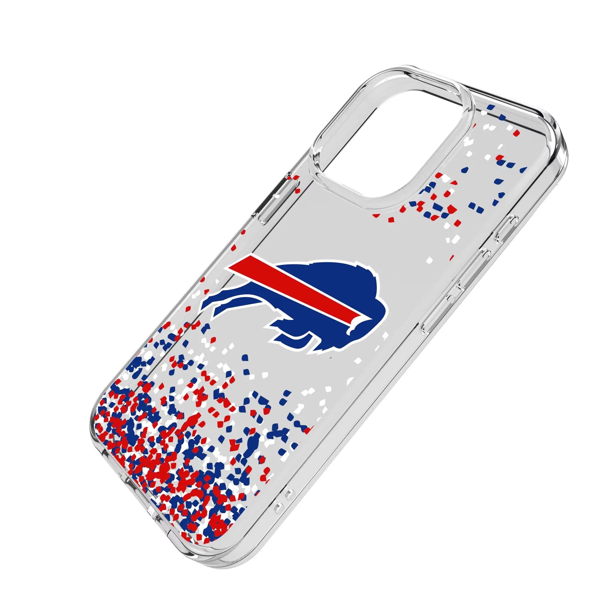 Buffalo Bills Confetti iPhone Clear Phone Case for Apple iPhone - Isometric View